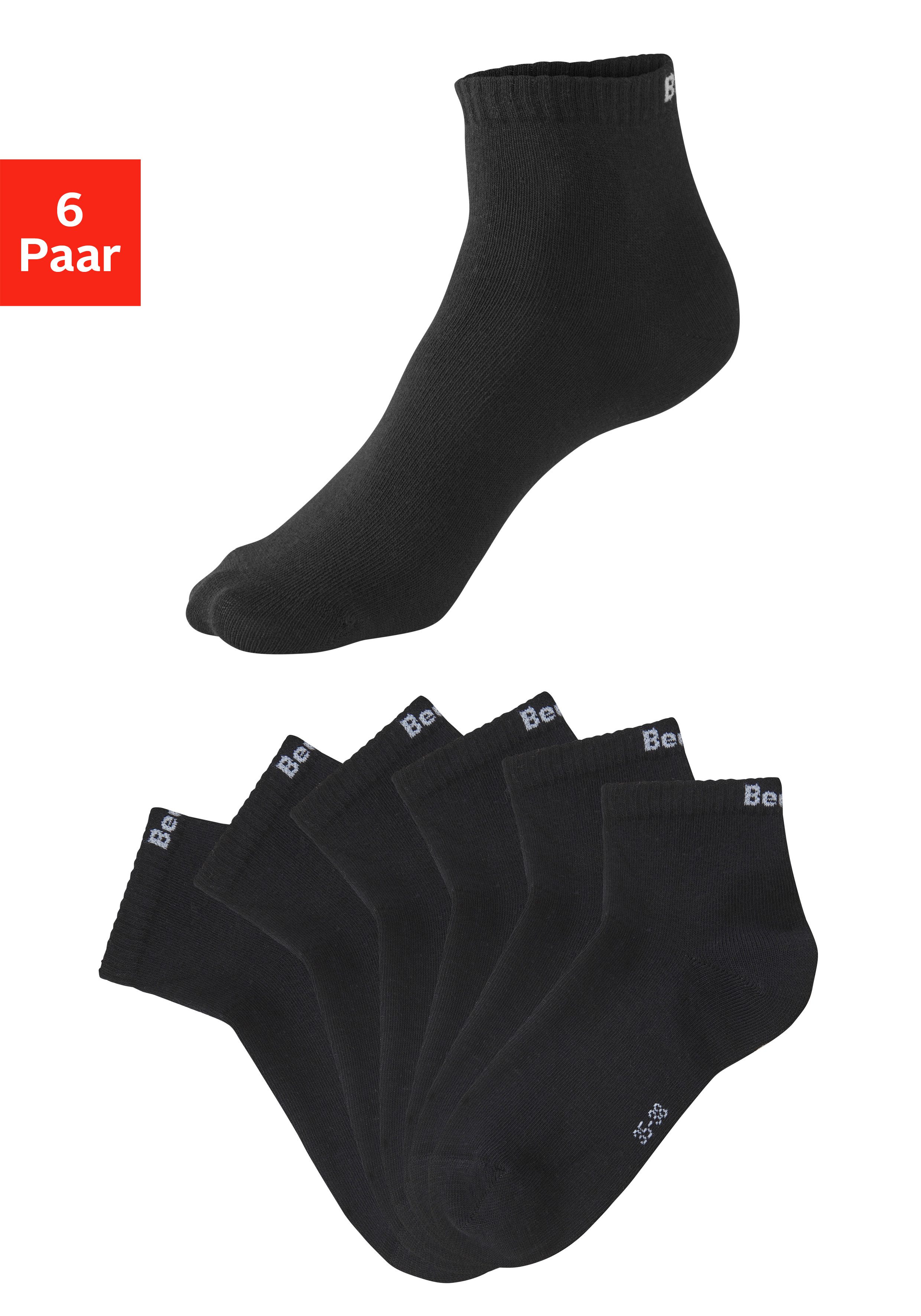 Bench. Kurzsocken für Damen und Herren in Baumwollmischung, für Sport und Freizeit (Packung, 6-Paar, Gr. 35-38 bis 43-46) mit klassischem Logoschriftzug, ohne Frottee