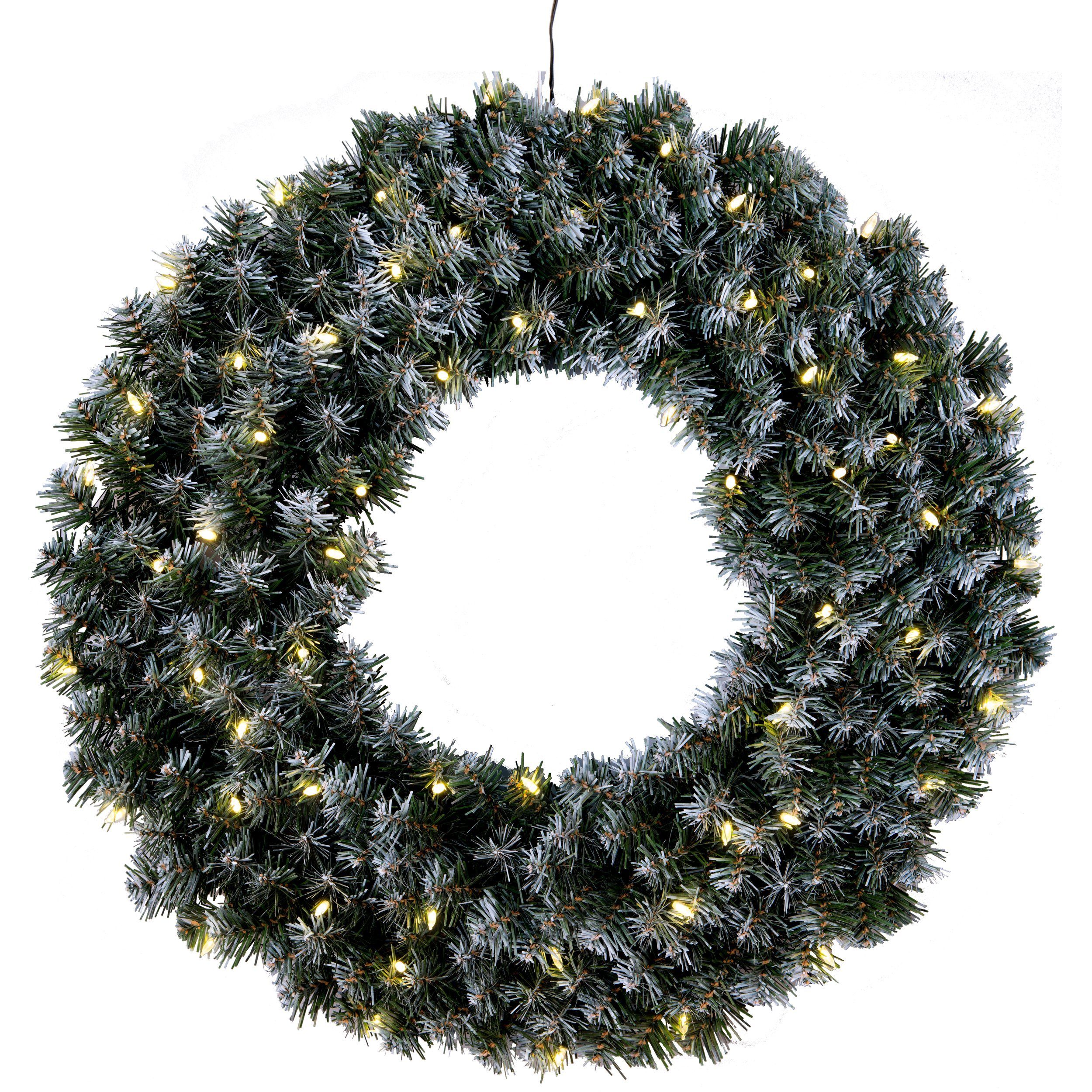 EGLO Dekoobjekt Edmonton, LED Weihnachtskranz,Tannengrün f. innen u. außen, mit Kabel, Ø 70 cm