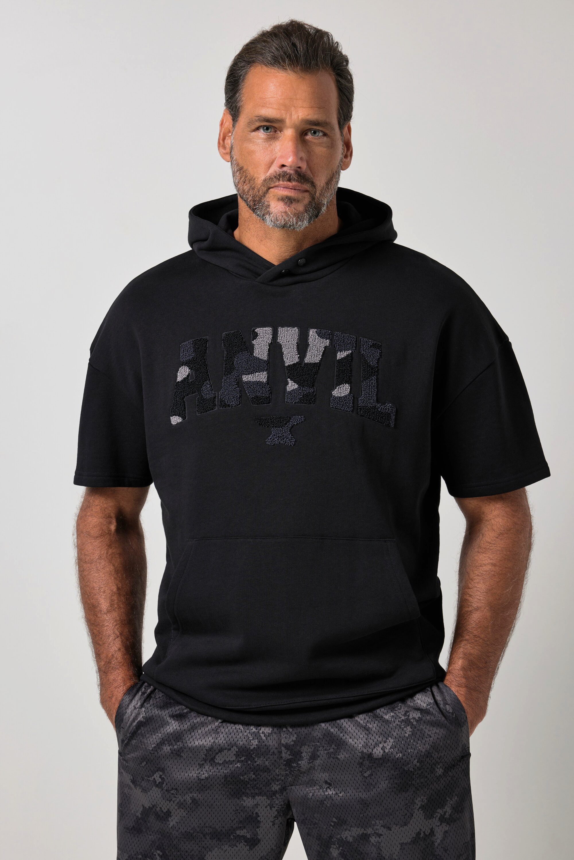 JP1880 Sweatshirt Hoodie Bauchfit Fitness Halbarm Print bis 7 XL
