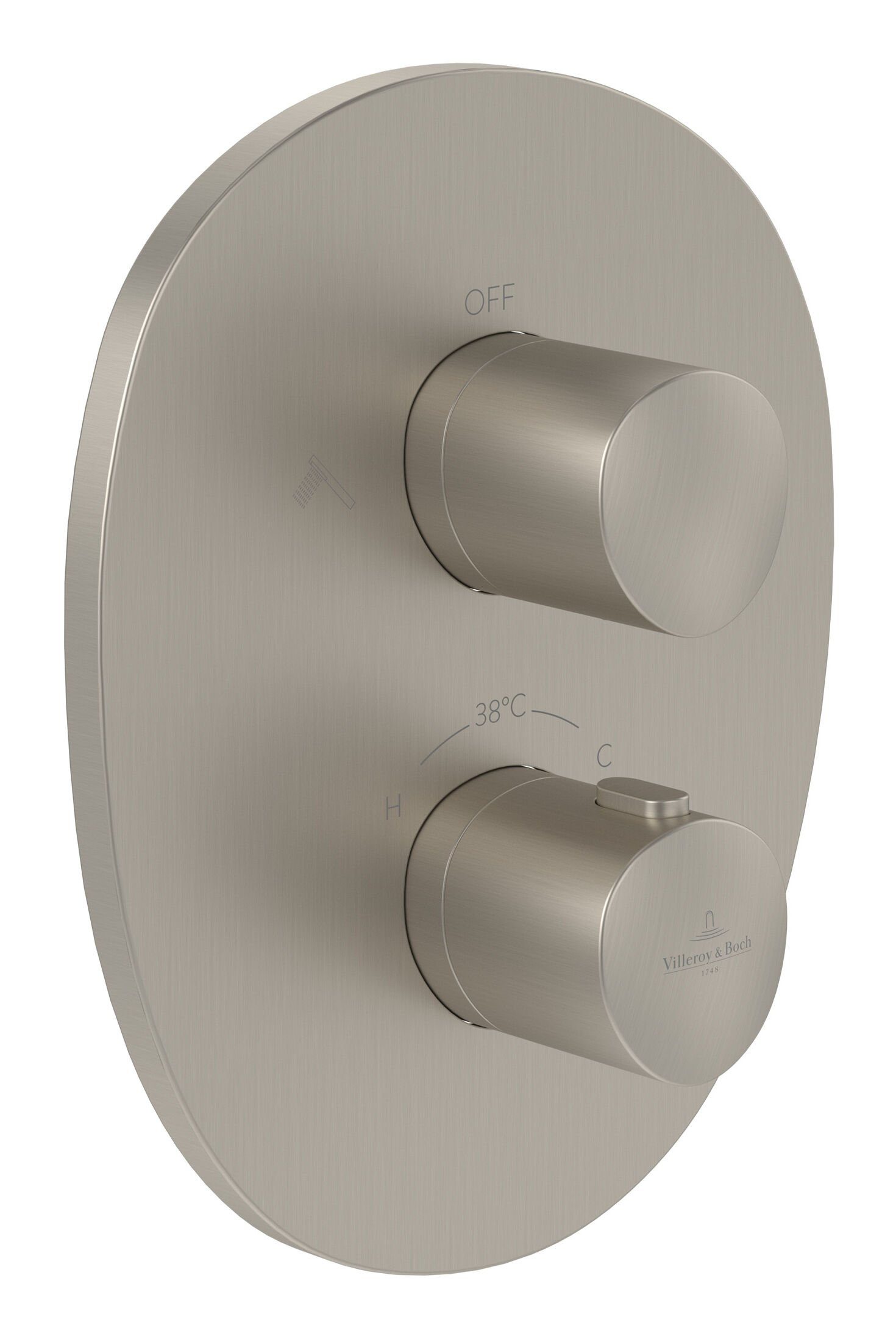 Villeroy & Boch Unterputzarmatur Antao Thermostat, mit Umsteller, Wandmontage - Brushed Nickel Matt