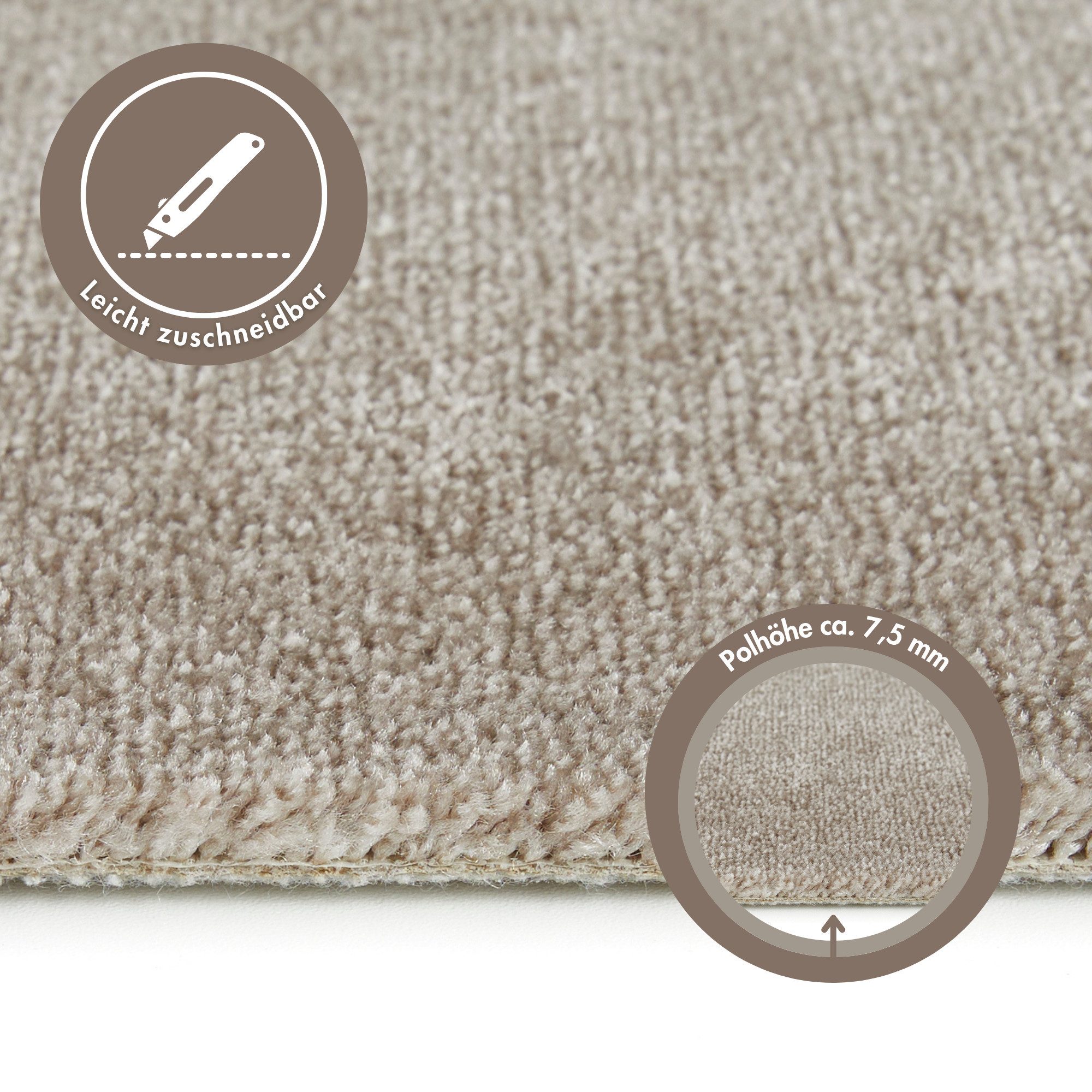 Andiamo Teppichboden Levin, Velours, Gesamthöhe 10 mm, Luxusklasse LC2, rechteckig, Uni Farben, Breite 400 cm oder 500 cm, weiche Qualität