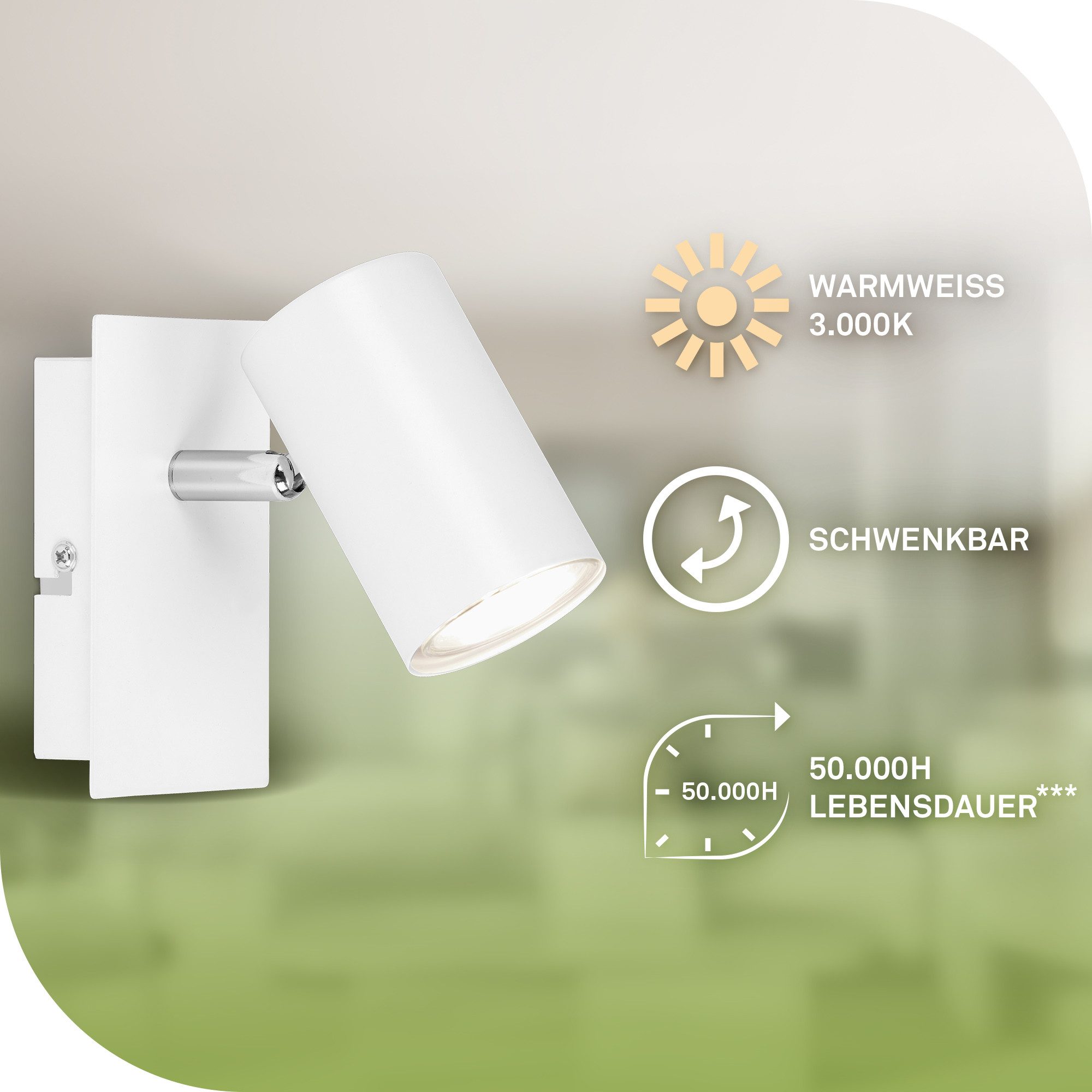 Briloner Leuchten Deckenspot LED Wandlampe Innen Wohnzimmer GU10, Energieeffizient inkl. Leuchtmittel, ohne Leuchtmittel, 2700K - Extra - Warmweiß, Wandlampe, 12x8x12,3cm, Schwarz, max.40W, GU10, Innen, Wohnzimmer