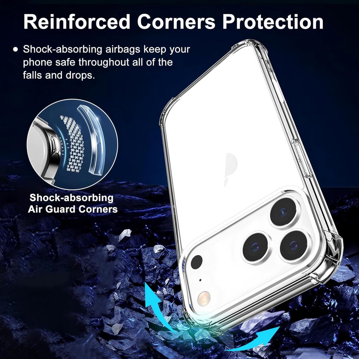 CoolGadget Handyhülle Anti Shock Rugged Case für Apple iPhone 17 Pro 6,3 Zoll, Cover Kantenschutz Schutzhülle für iPhone 17 Pro Hülle Transparent – Bild 4 von 5