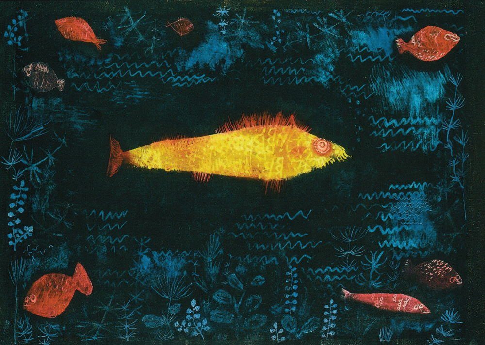 Postkarte Kunstkarte Paul Klee "Der Goldfisch"