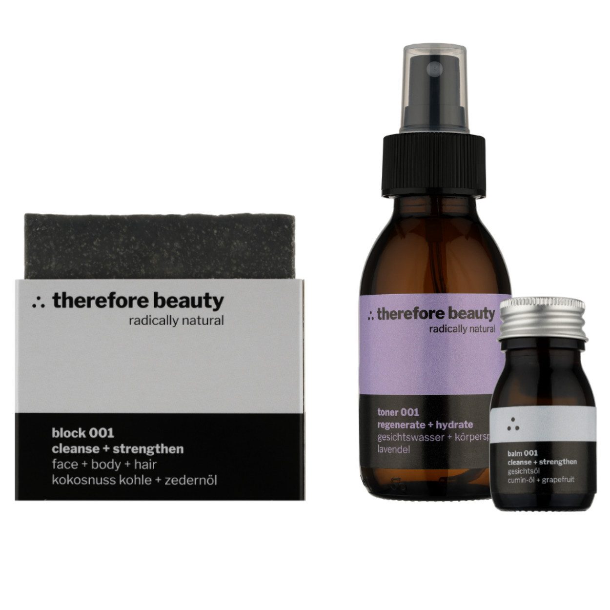 therefore beauty Feuchtigkeitspflege-Set Hautruhe 001 Routine Set für unreine Haut, 3-tlg.