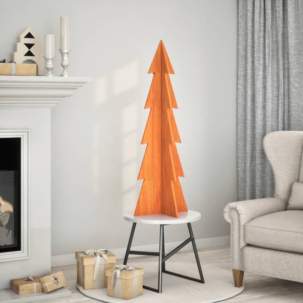 vidaXL Künstlicher Weihnachtsbaum Weihnachtsbaum zum Schmücken Wachsbraun 112cm Massivholz Kiefer