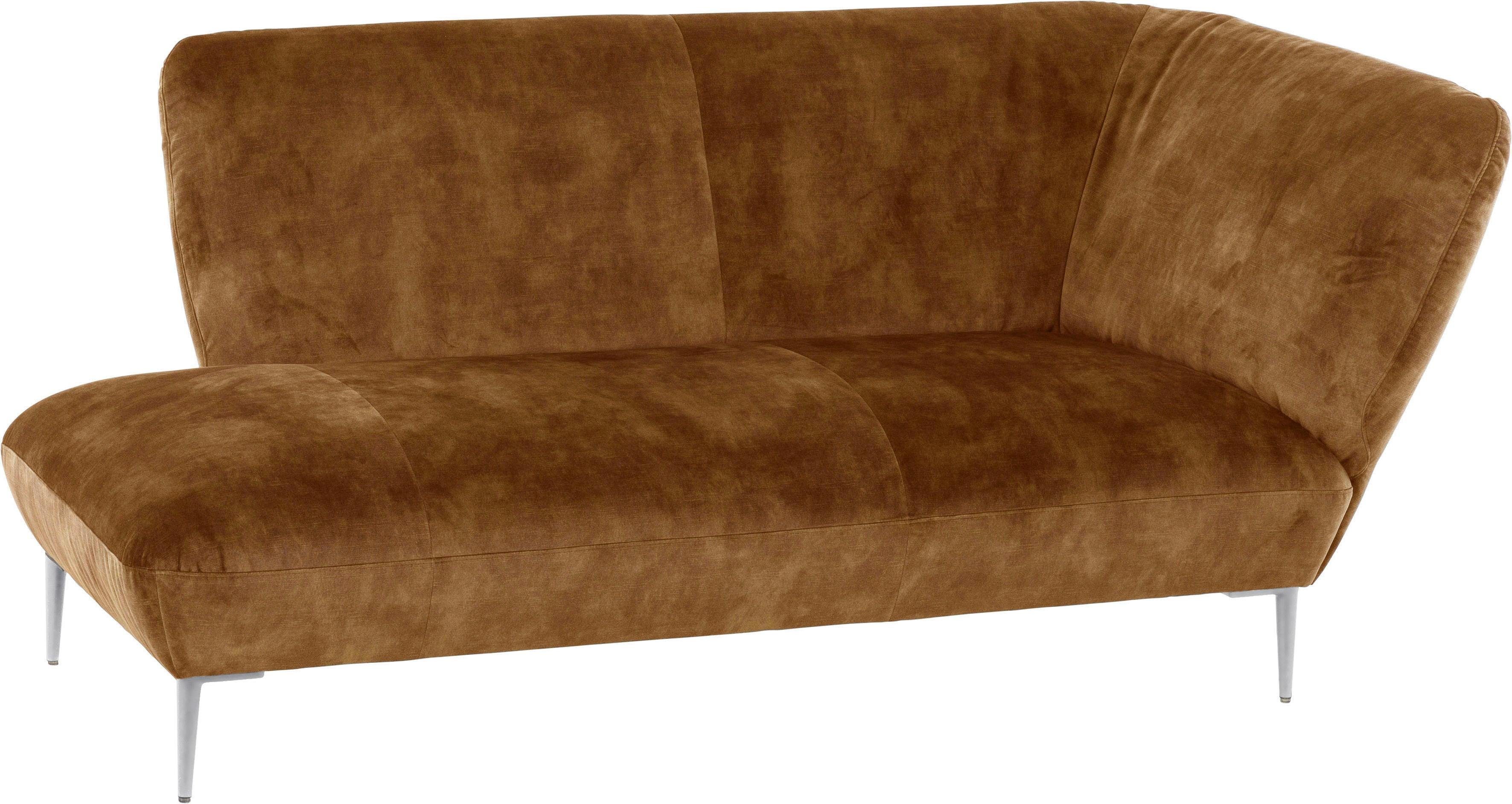 cognac Chaiselongue ELLA, & Füße S41 Chrom glänzend Villeroy Boch W.SCHILLIG