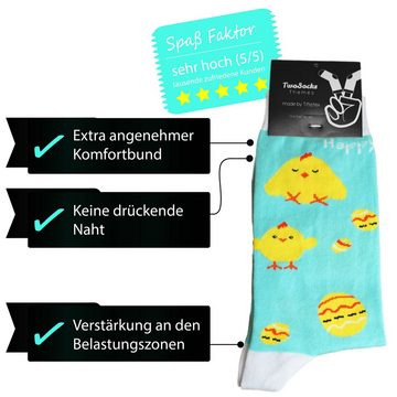 TwoSocks Freizeitsocken Ostern Socken Küken Motiv Damen & Herren Baumwolle, Einheitsgröße mit Logoschriftzug