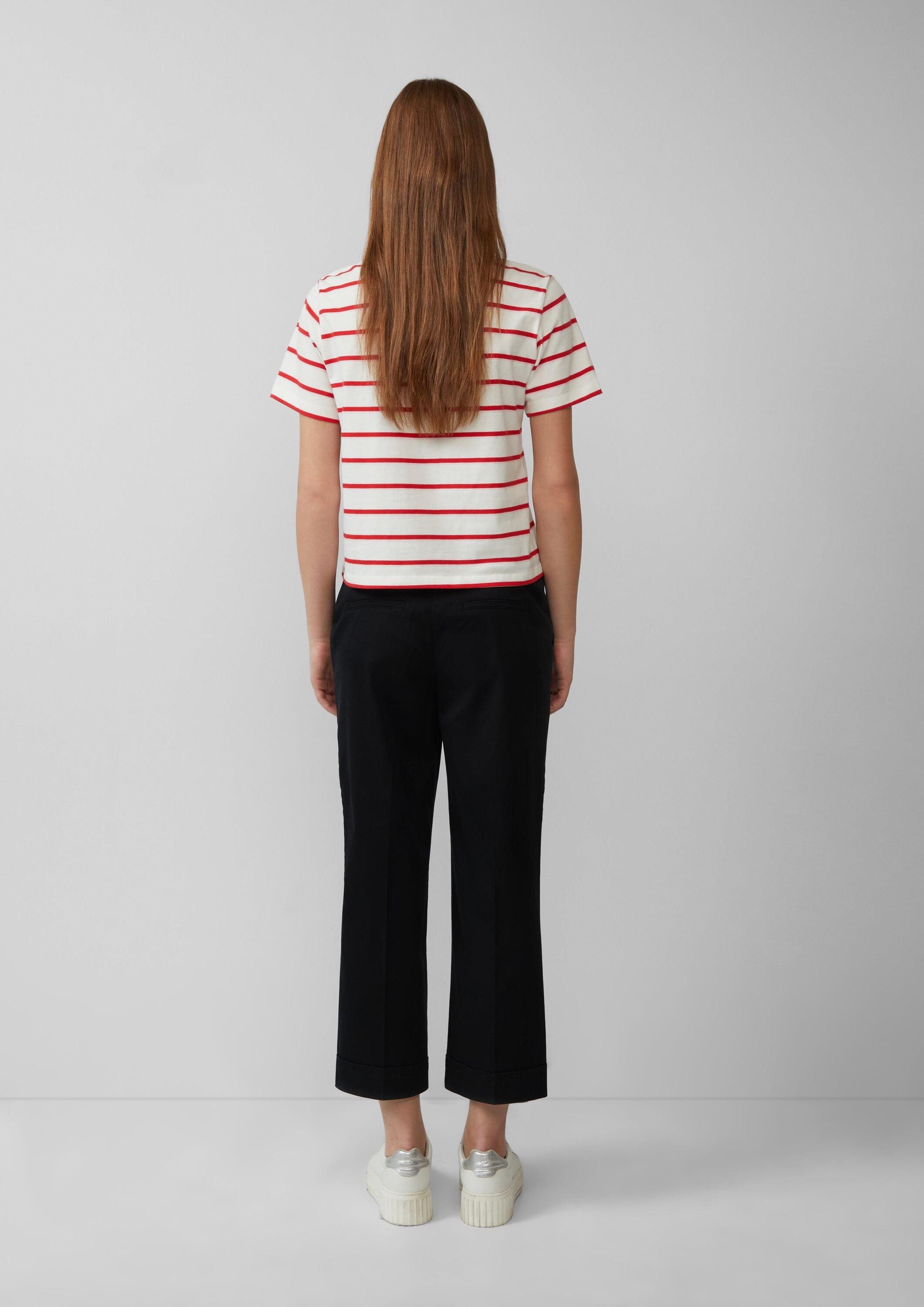 s.Oliver 7/8-Hose Hose High-Rise-Culotte aus Baumwollstretch mit Bügelfalten