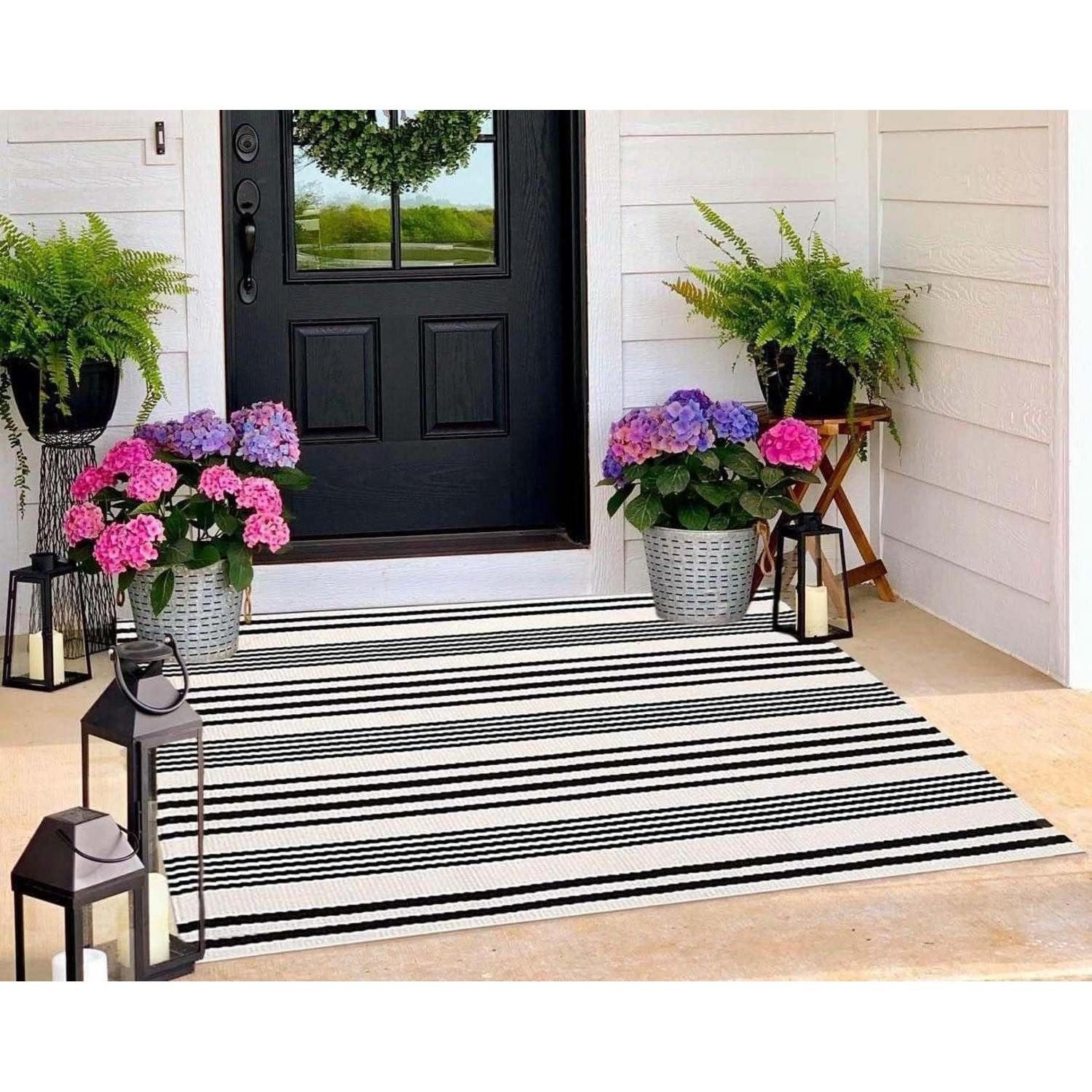 LuxusKollektion Outdoorteppich Outdoor-Teppich gestreift 90x150 cm, rechteckig, Höhe: 10 mm