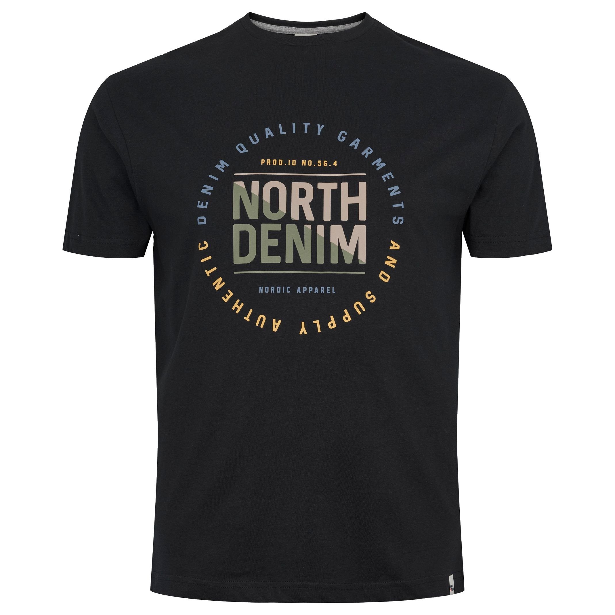 north 56 4 Print-Shirt Schwarzes North 56 Denim T-Shirt mit Druck in XXL Größen