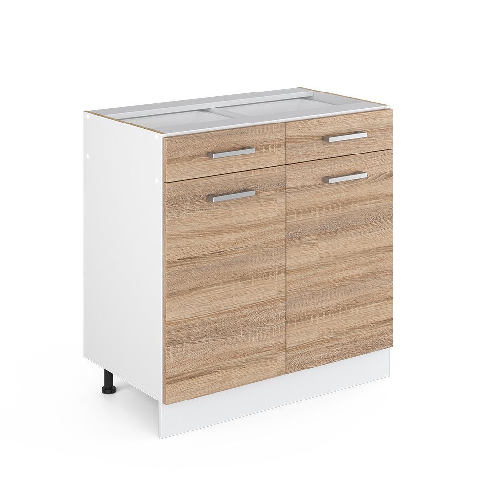 Vicco Unterschrank R-Line, Sonoma/Weiß, 80 cm ohne Arbeitsplatte (1-St)