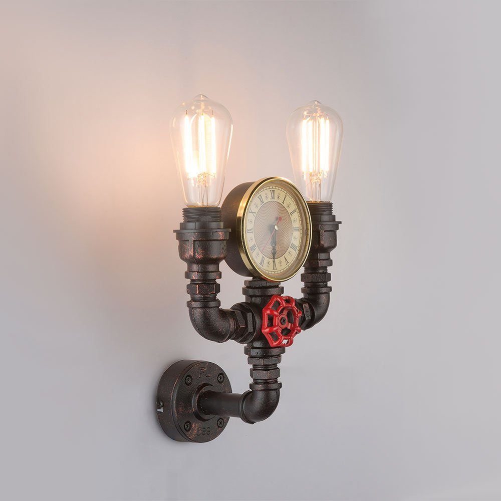 Wandleuchte, Warmweiß, LED Zimmer Rohr Wand etc-shop Quartz Flur- inklusive, Leuchtmittel Leuchte Wasser Wohn Uhr schwarz