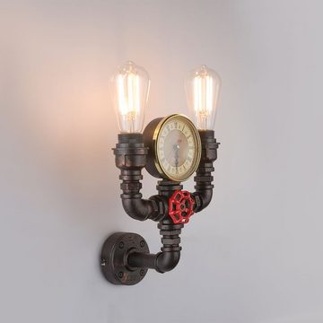 etc-shop Wandleuchte, Leuchtmittel nicht inklusive, Wand Strahler Wasser Rohr Leuchte Quartz Uhr Retro Lampe Beleuchtung