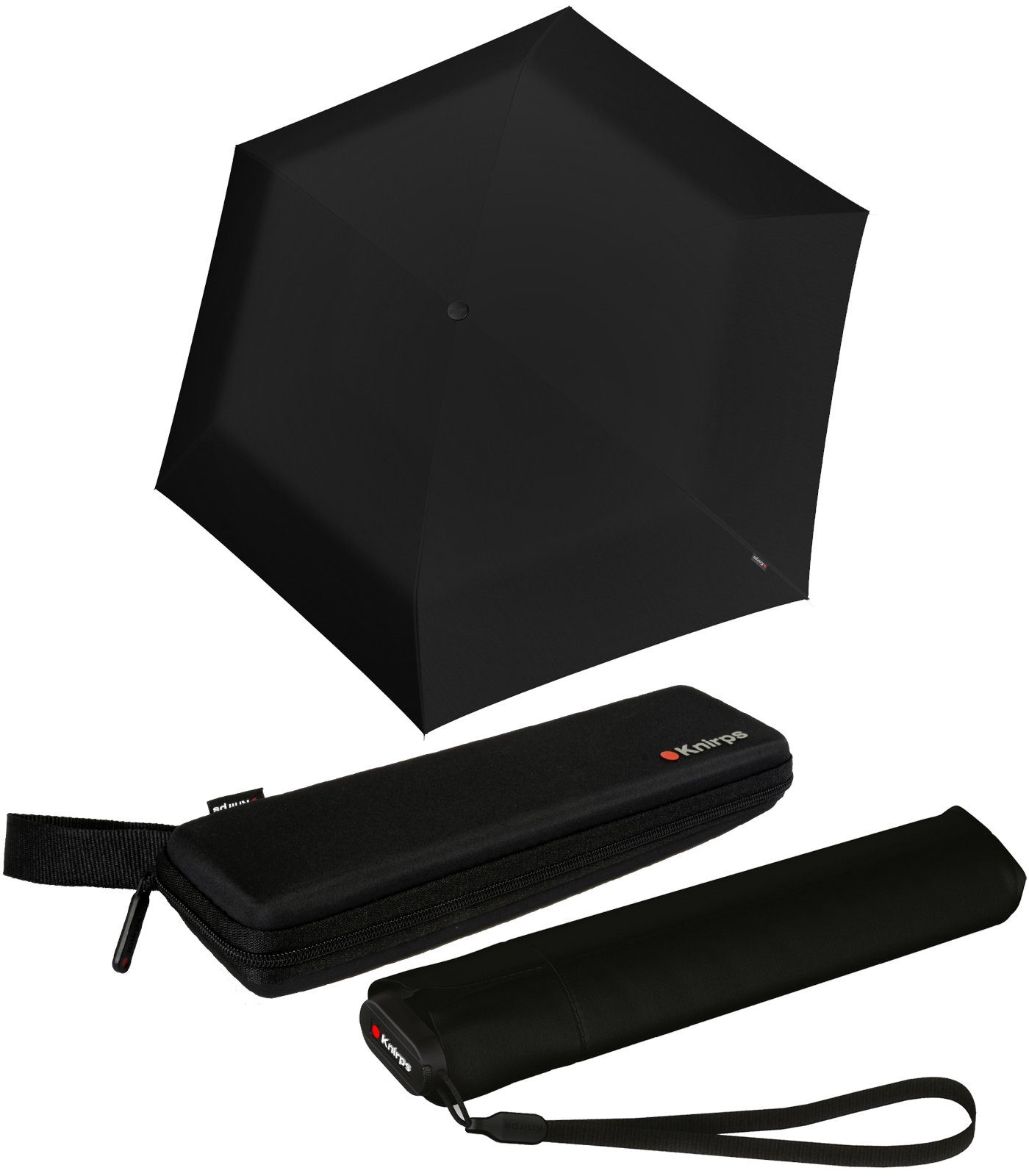 Knirps® Taschenregenschirm US.050 Ultra Slim leicht super Light im extrem Etui, stabilen Manual kompakt und schwarz