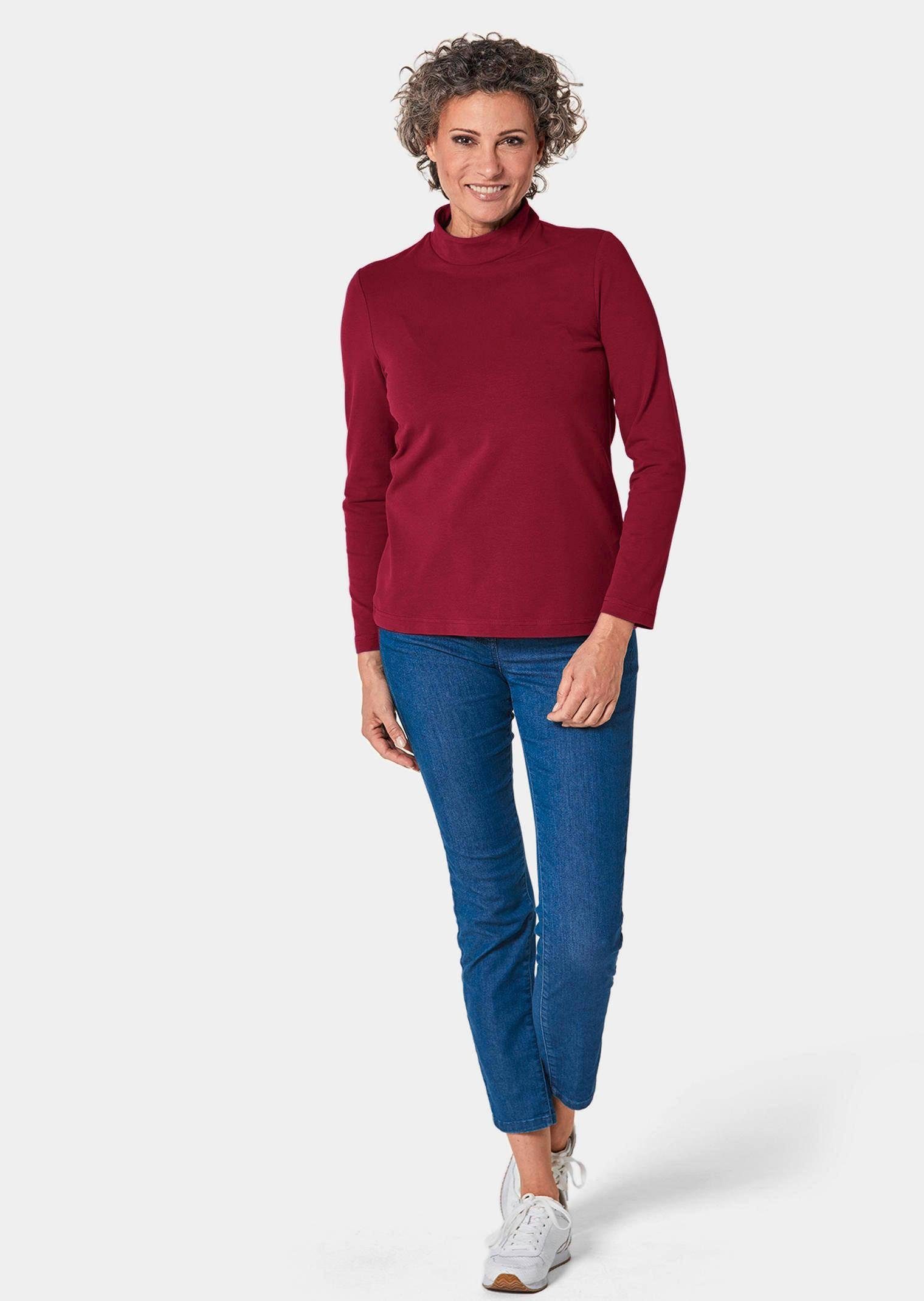 GOLDNER Langarmshirt Langarm Stehkragenshirt Baumwollmix Unifarbenes Modell mit Stehbund und besonderer Bundlösung – Bild 3 von 5