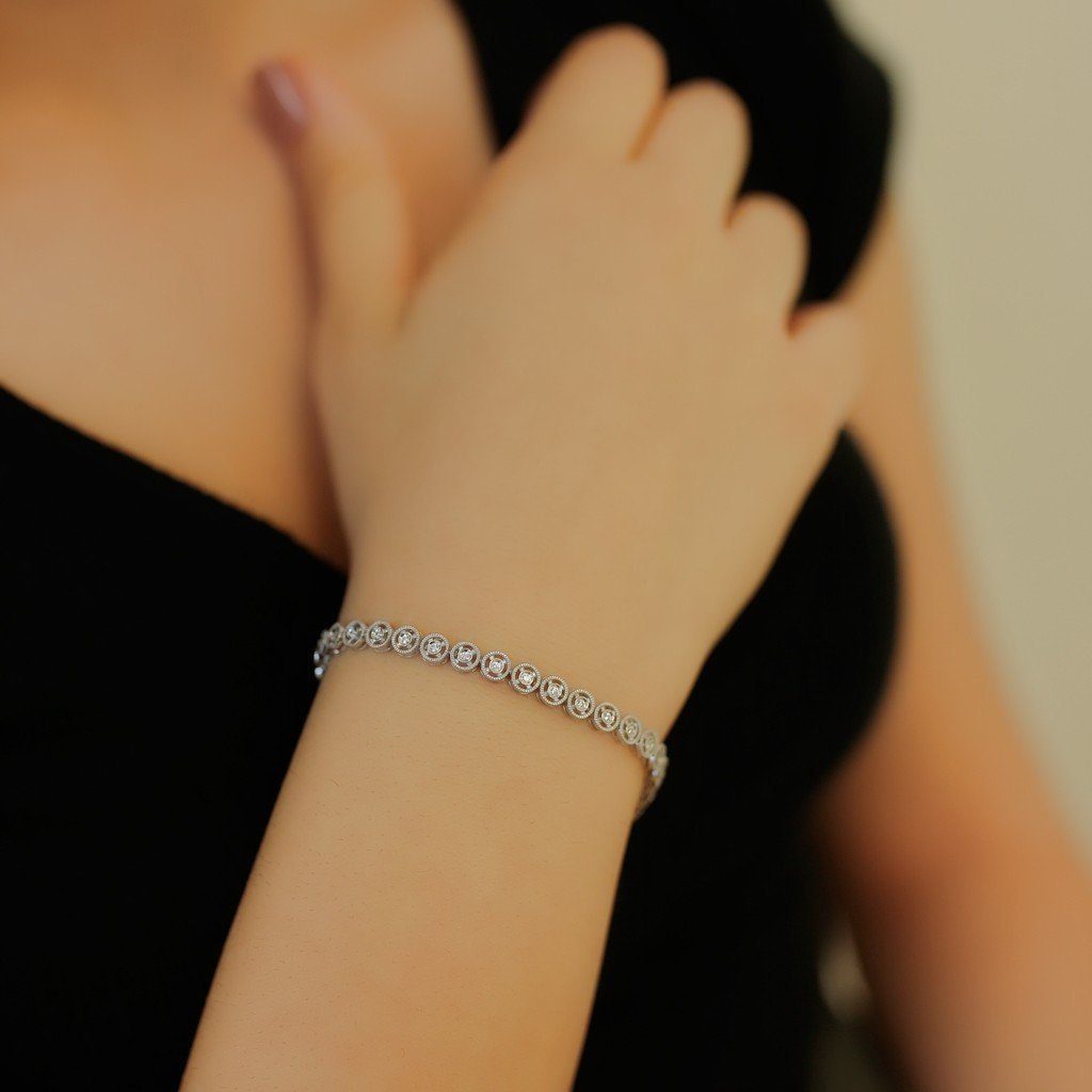 EinStein Diamant Tennisarmband Diamant Tennis Armband 14 Karat 585'er Weißgold