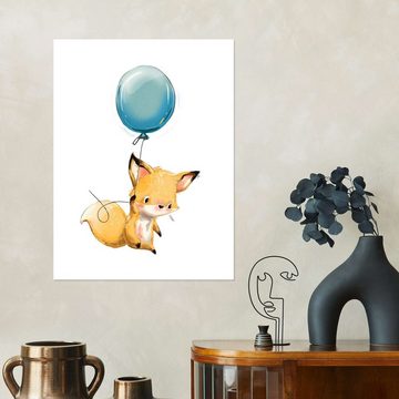 Posterlounge Poster Kidz Collection, Kleiner Fuchs mit Ballon, Jungenzimmer Illustration