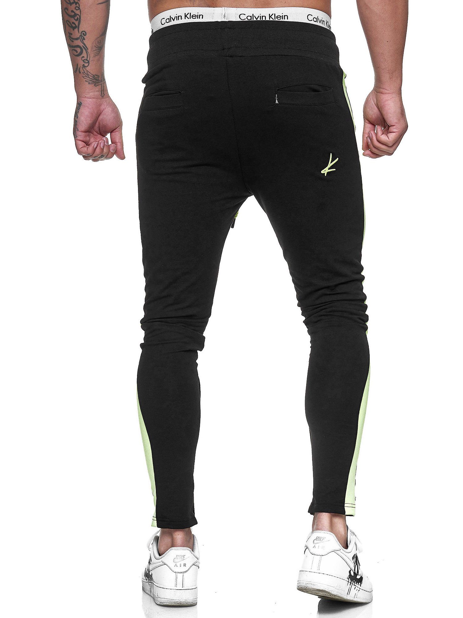 Sweatpants, (Sporthose Trainingshose Jogginghose KO-1091-JG 1-tlg) Fitness Schwarz Gelb Freizeit Koburas Casual