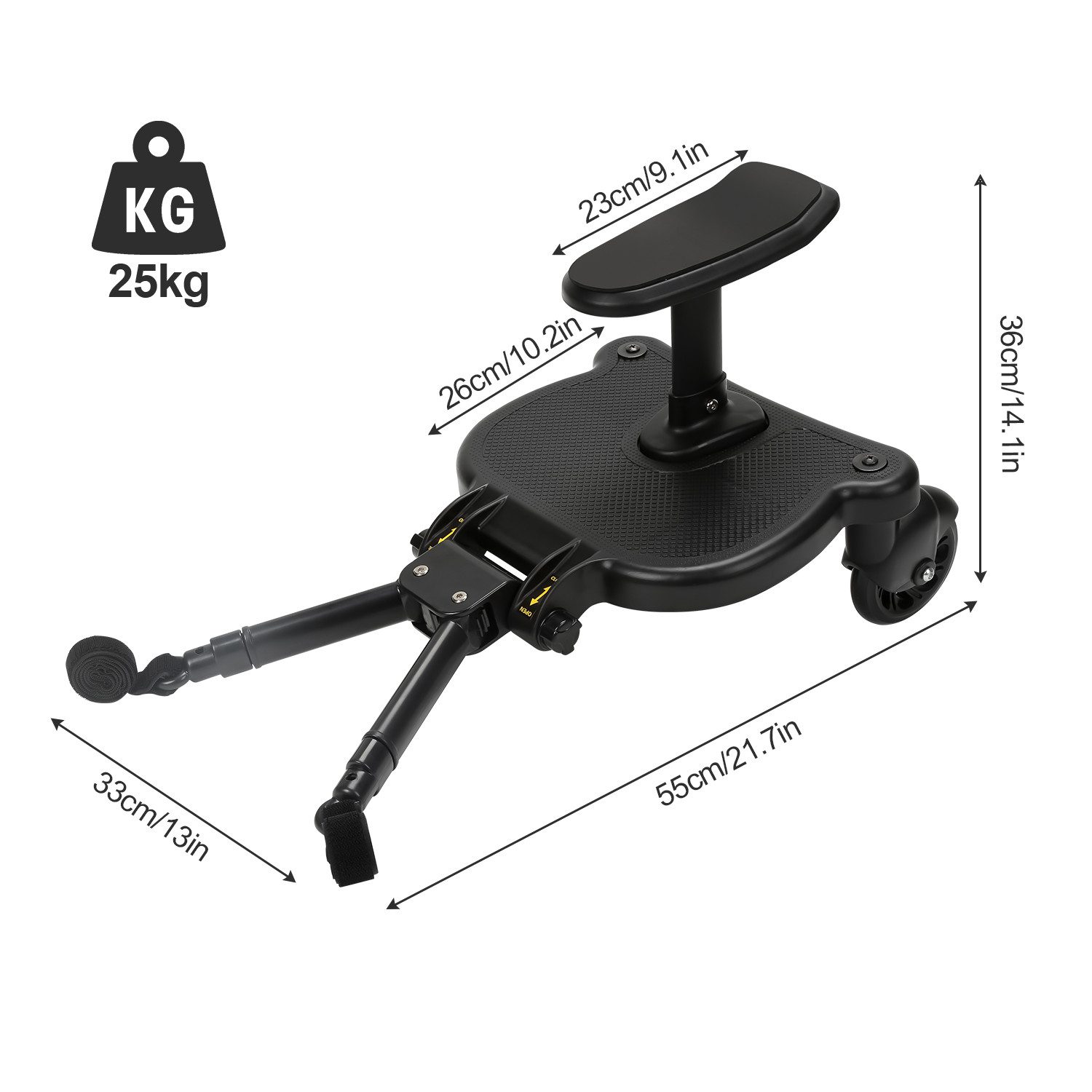 Clanmacy Buggyboard Kinderwagen Buggy Board mit Sitz Kiddyboard Trittbrett Hilfspedal