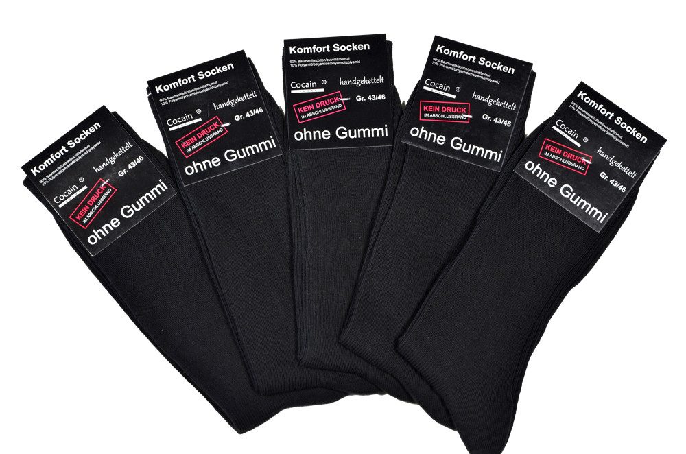 Cocain underwear Businesssocken 30 Paar Kellnersocken schwarze Socken ohne Gummi Naht 100% Baumwolle (30-Paar) ohne drückende Naht mit handgekettelte Spitze