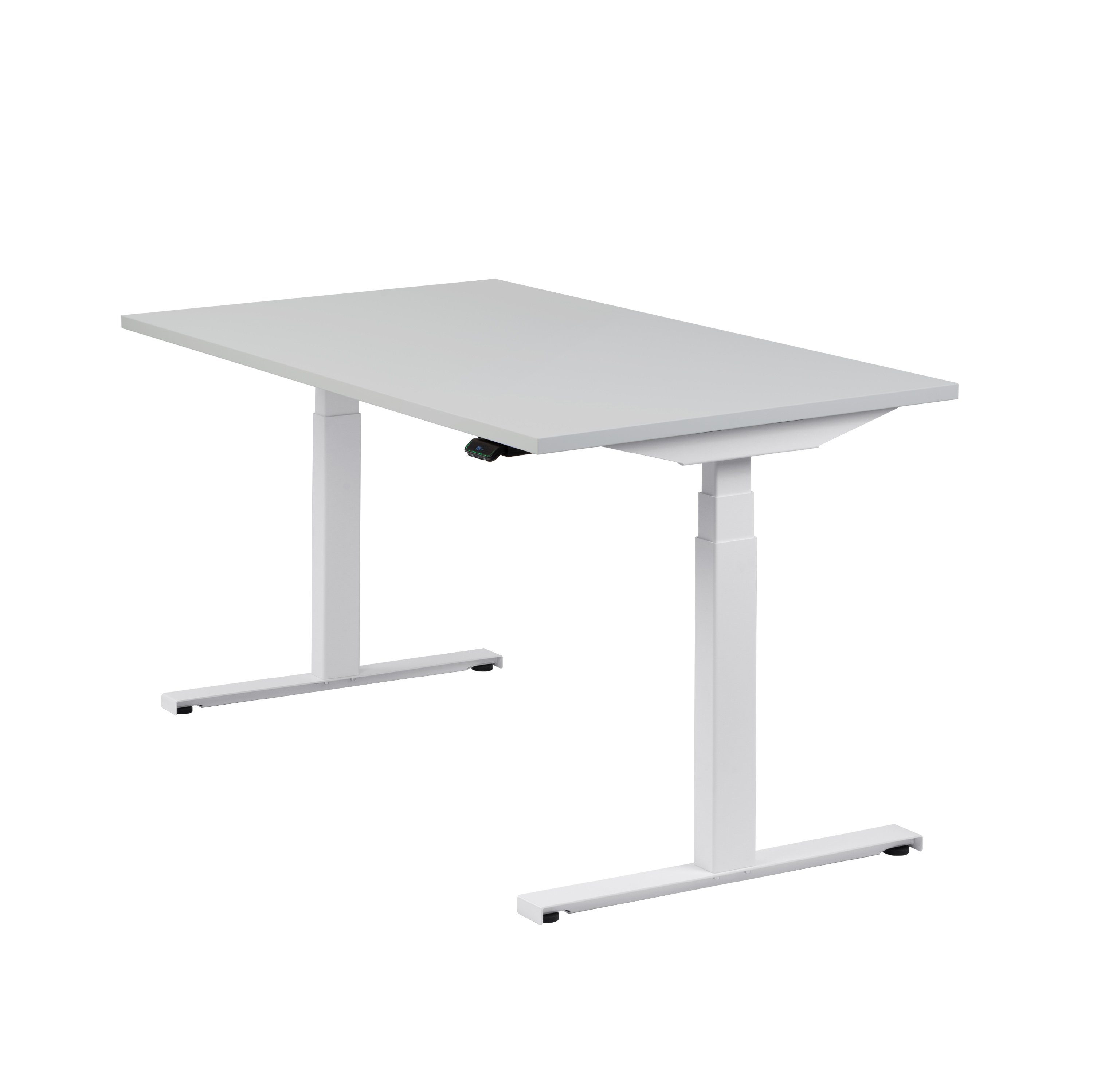 boho office® Schreibtisch Easydesk, Weiß elektrisch höhenverstellbar Tischplatte Lichtgrau 140 x 80 cm Weiß | Lichtgrau