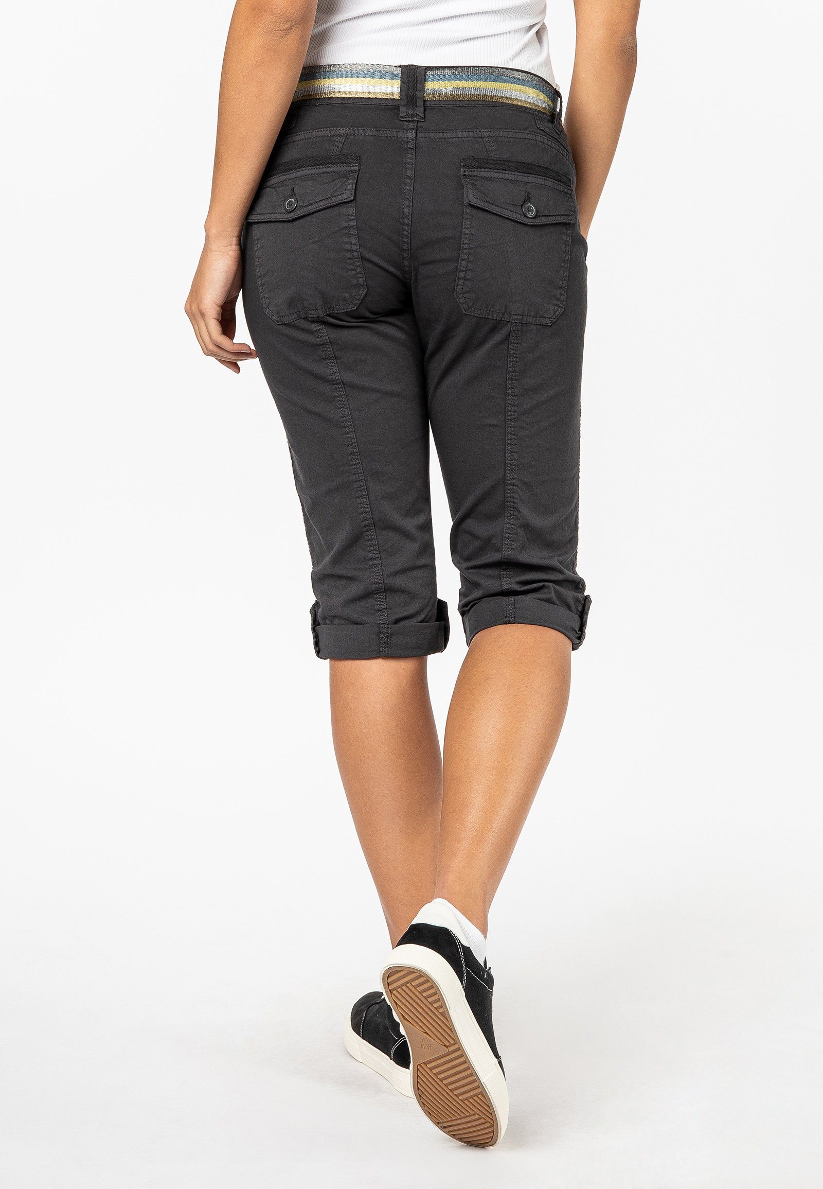 Fresh Made Caprihose Damen Caprihose Sommerhose mit buntem Gürtel Capri kur günstig online kaufen