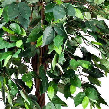 Kunstbaum Ficus Benjamin Kunstpflanze Künstliche Pflanze mit Echtholz 165 cm, Decovego