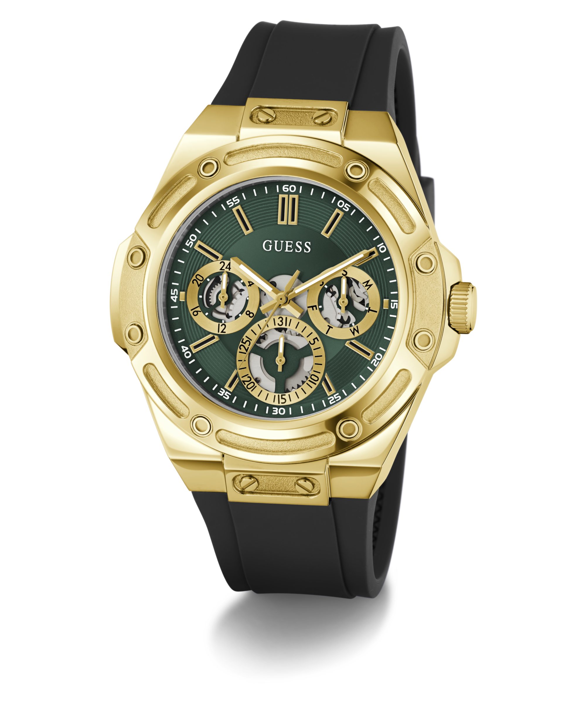 Guess Multifunktionsuhr CARVER GW1132G8, Quarzuhr, Armbanduhr, Herrenuhr, Silikonarmband, analog, Tag