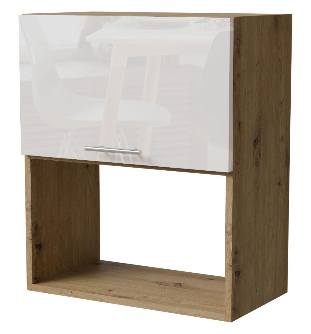 Feldmann-Wohnen Klapphängeschrank Essen (W2MK/60, 1 Klappe, 1 Gerätefach, 1-St., moderne Optik, lackierte Fronten) 60x32,5x72cm Eiche Artisan - weiß Hochglanz (ES-W2MK/60)