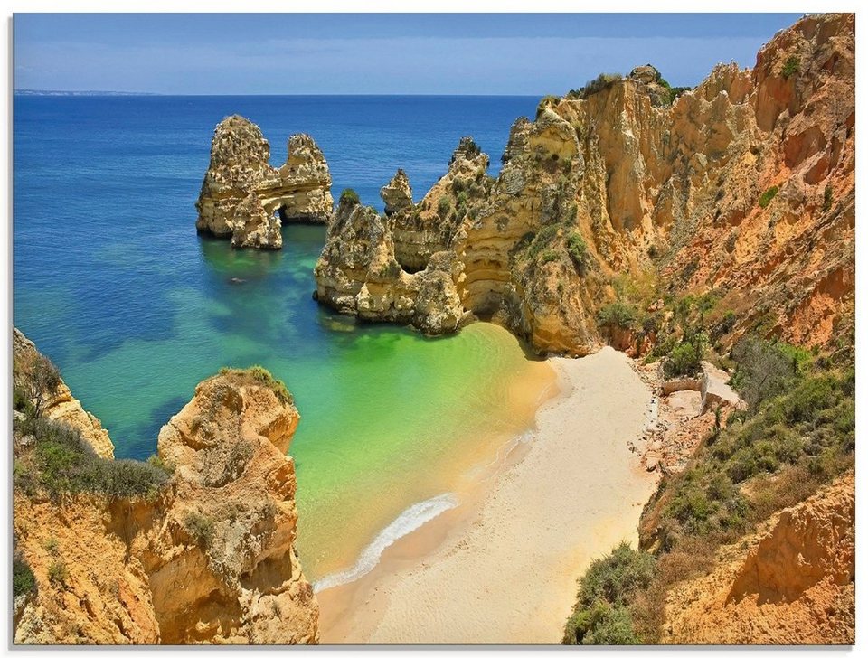 Artland Glasbild Farbige Algarveküste, Strand (1 St), in verschiedenen  Größen