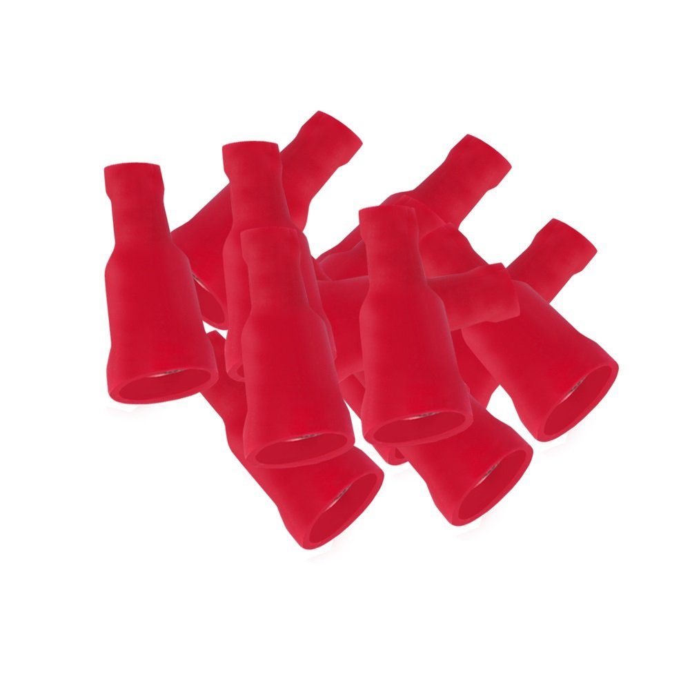 ARLI Flachsteckhülsen 100x Flachsteckhülsen 6,3 x 0,8 mm vollisoliert 0,5 - 1,5 mm² rot | Kabelverbinder