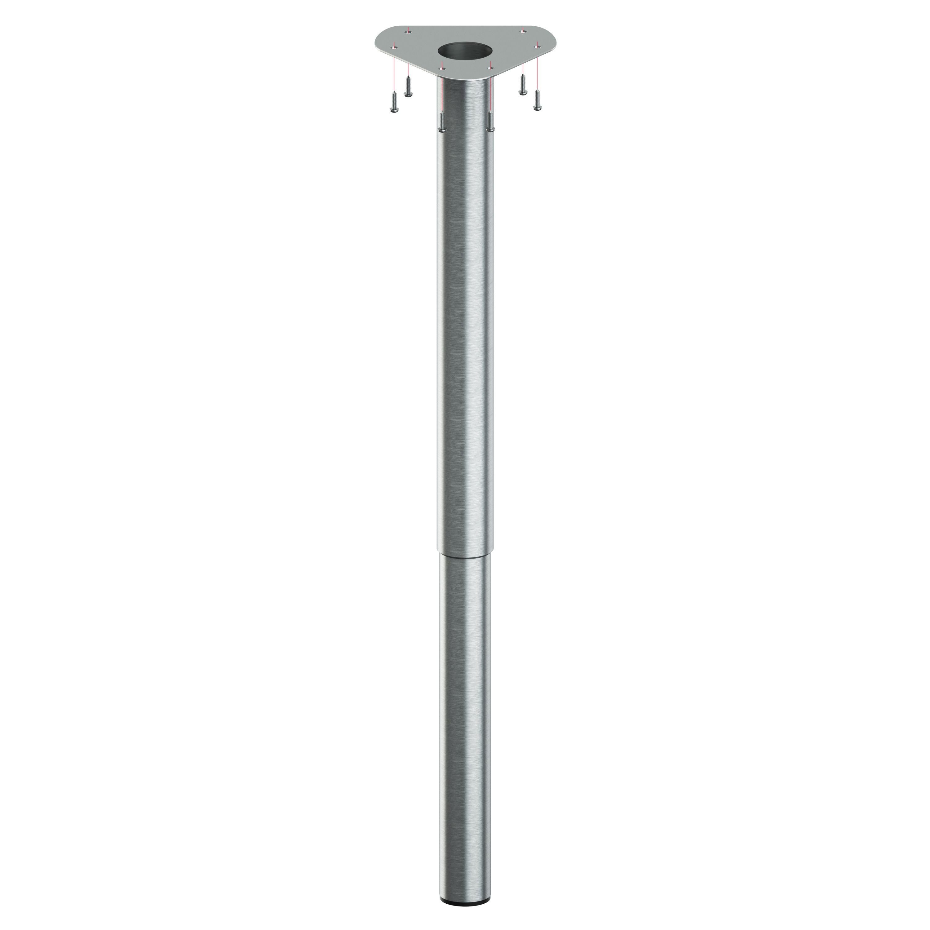 ib style Tischbein Teleskopfuß Ø 50 mm Farbe: Silbermatt; Länge:60 - 90 cm, Höhenverstellbar - inkl. Befestigungsschrauben