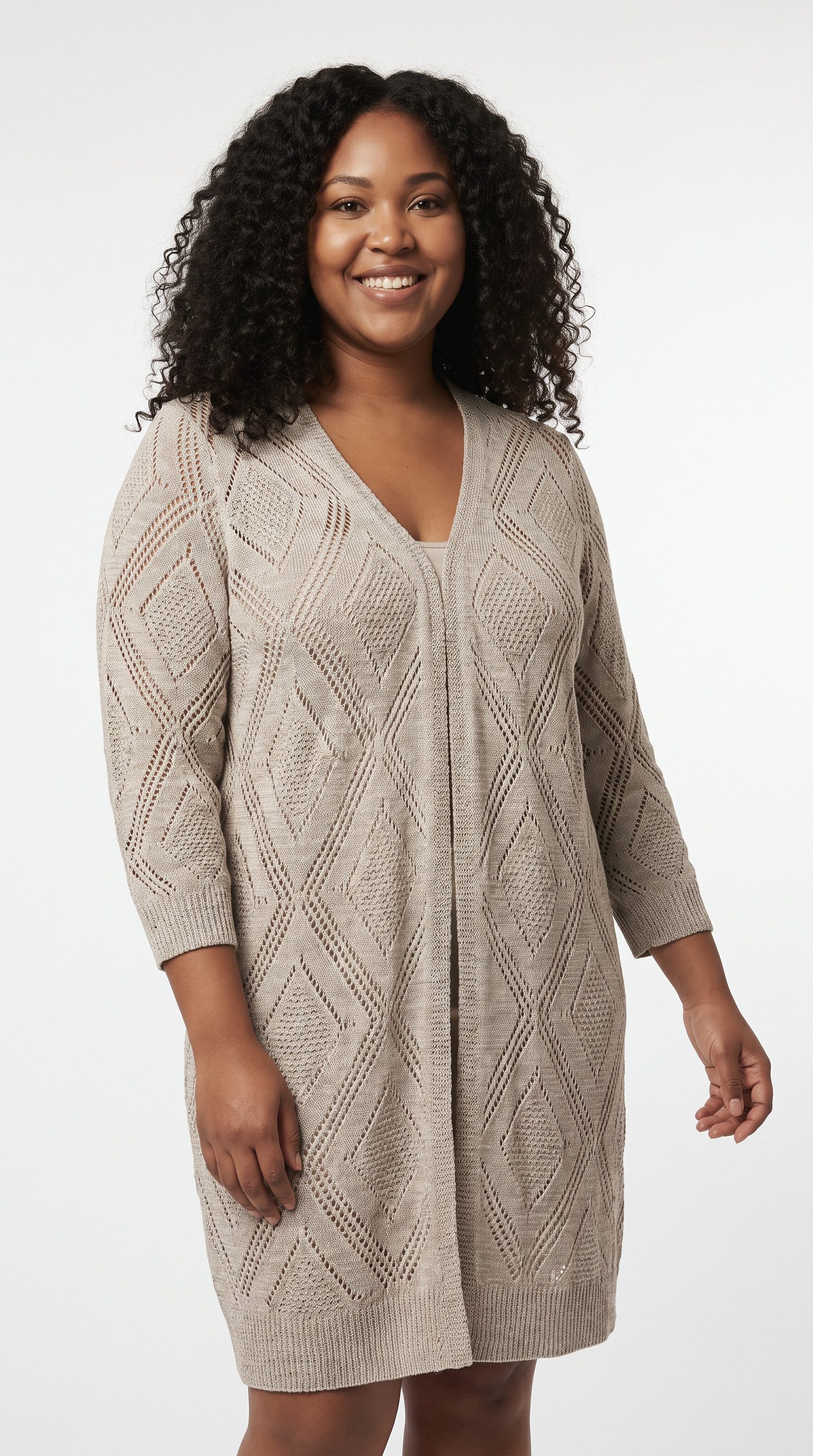 ONLY CARMAKOMA Strickjacke CARPAMELA 4/5 OPEN CARDIGAN KNT