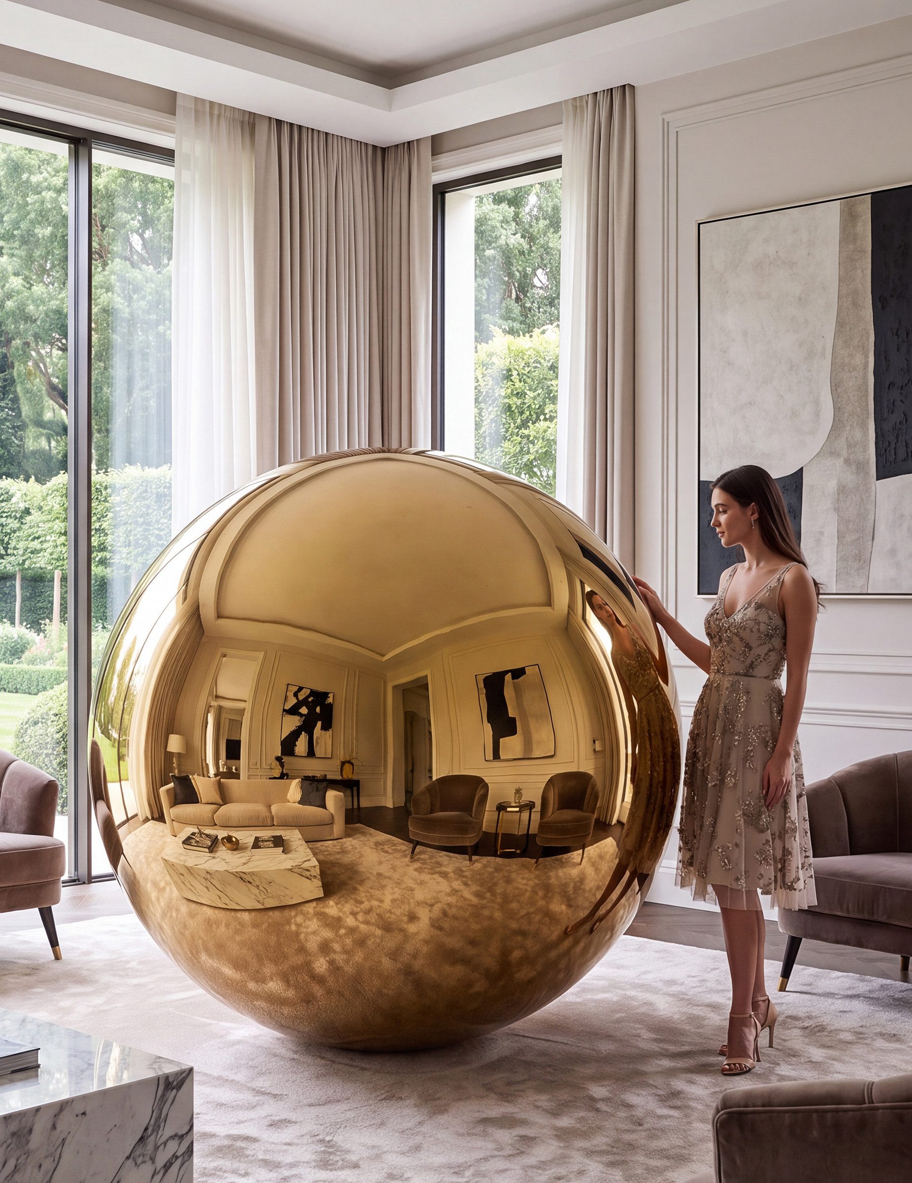 Kostüm Gigantischer Spiegelballon in Gold 200 cm