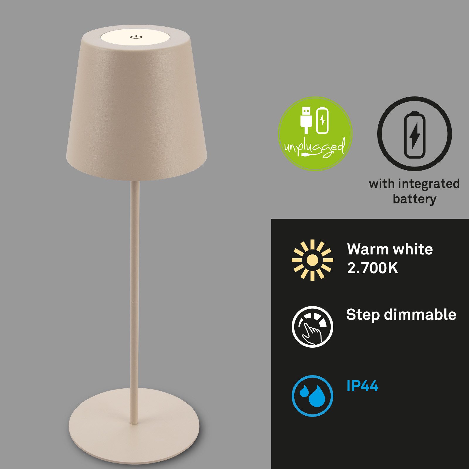 Briloner Leuchten LED Außen-Tischleuchte Coloris, LED fest integriert – Bild 4 von 5