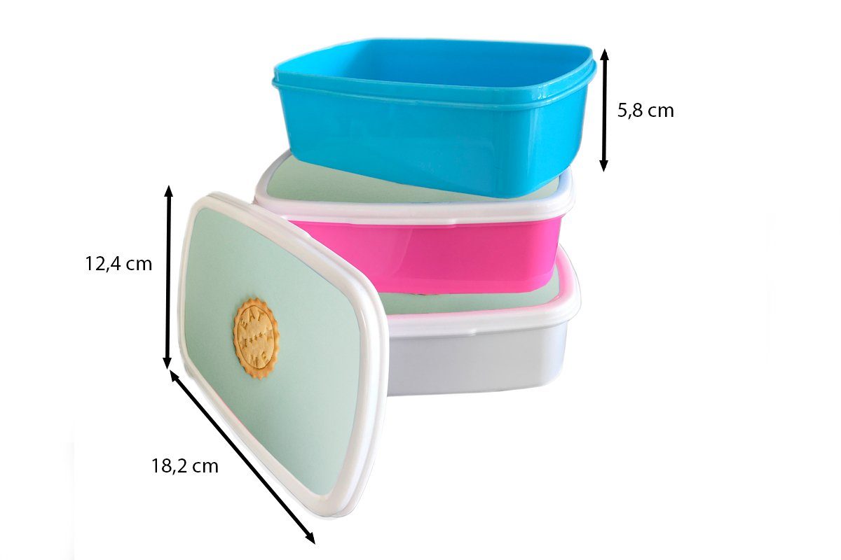MuchoWow weiß Lunchbox (2-tlg), mit und Brotdose, Erwachsene, Brotbox für Jungs Kinder Botschaft, und Mädchen Kunststoff, Kekse für