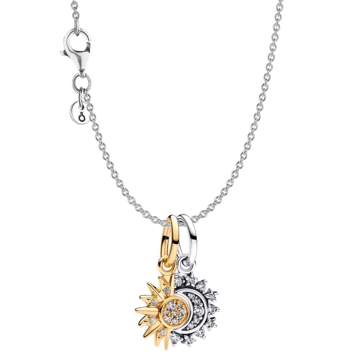 Pandora Kette mit Anhänger 68595, für Damen-Collier Silber Sonne und Mond Set