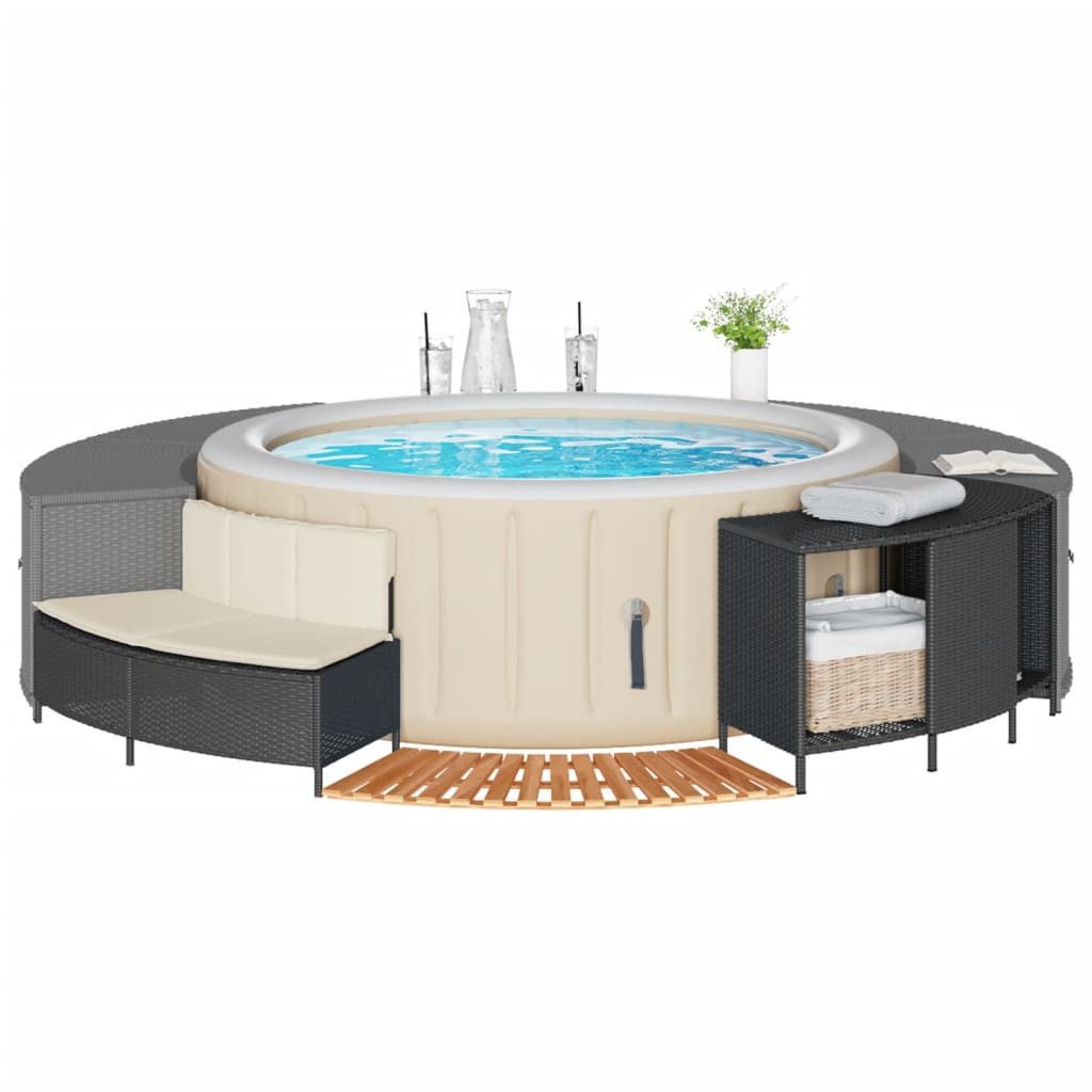 vidaXL Poolleiter, Whirlpool-Umrandung Schwarz Poly-Rattan und günstig online kaufen