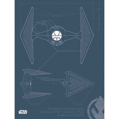 Komar Poster Star Wars Blueprint Sith TIE-Fighter, Star Wars (1 St), Kinderzimmer, Schlafzimmer, Wohnzimmer