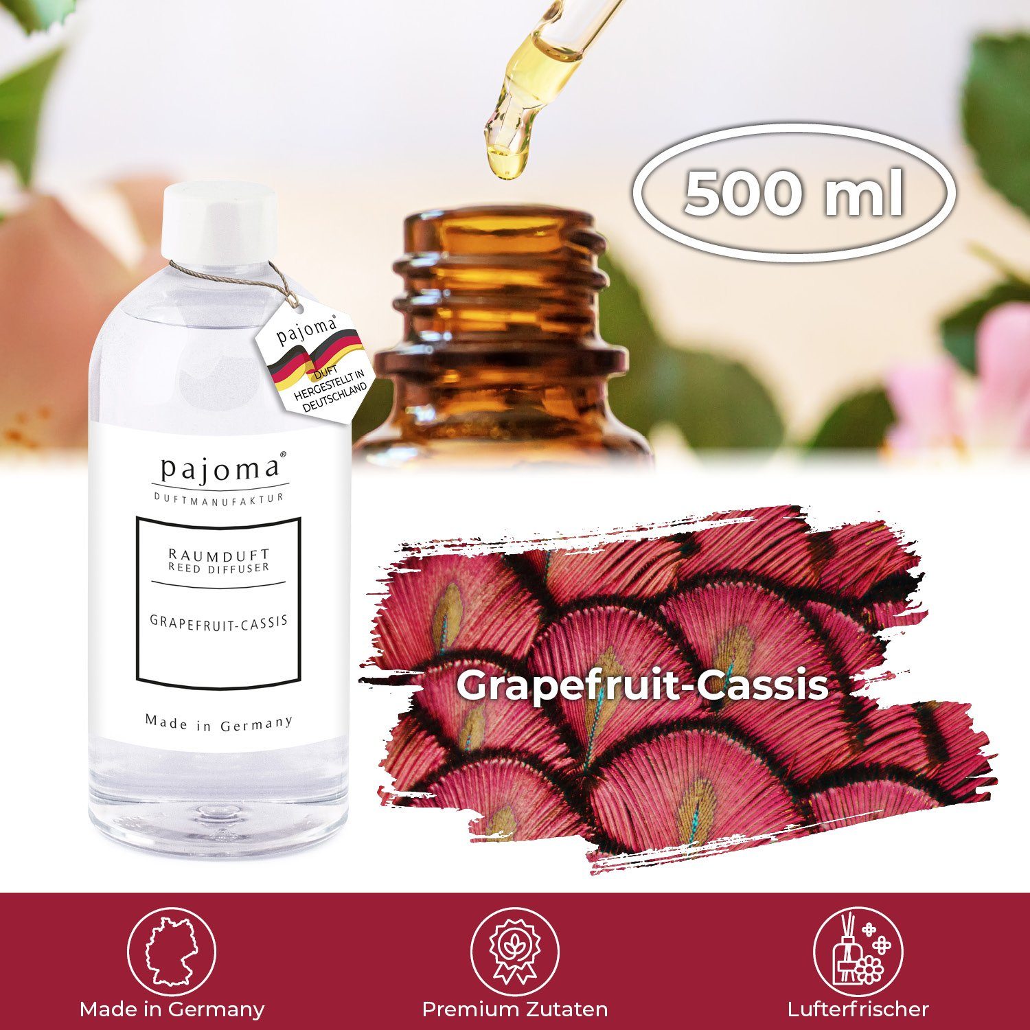 für Grapefruit-Cassis, ml, pajoma® 500 Raumduft-Nachfüllflasche Raumduft-Behälter Nachfüller