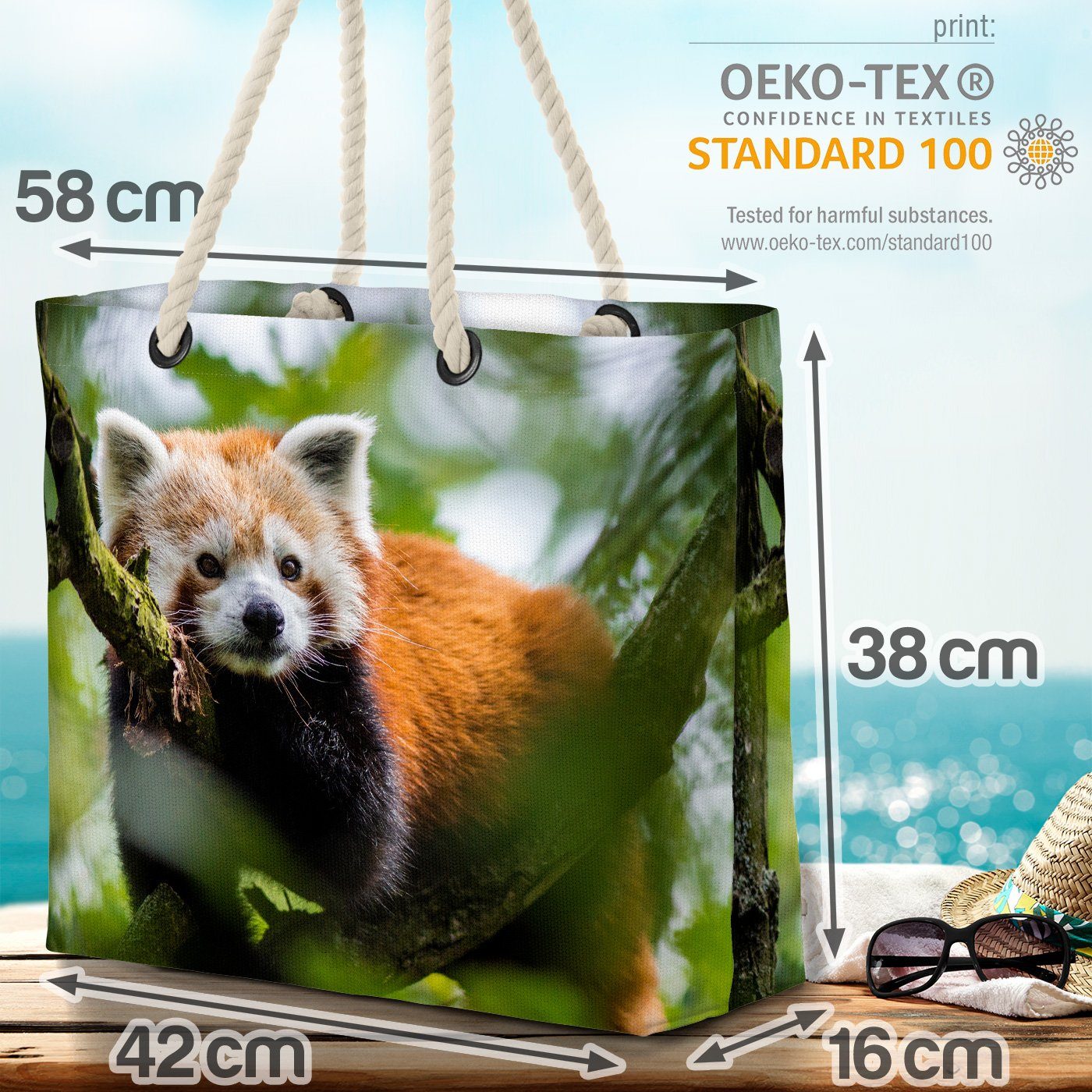 VOID Strandtasche (1-tlg), Roter Panda Pandabär Tier Bambus Bär Kinderzimm Baum Asien Tier Natur