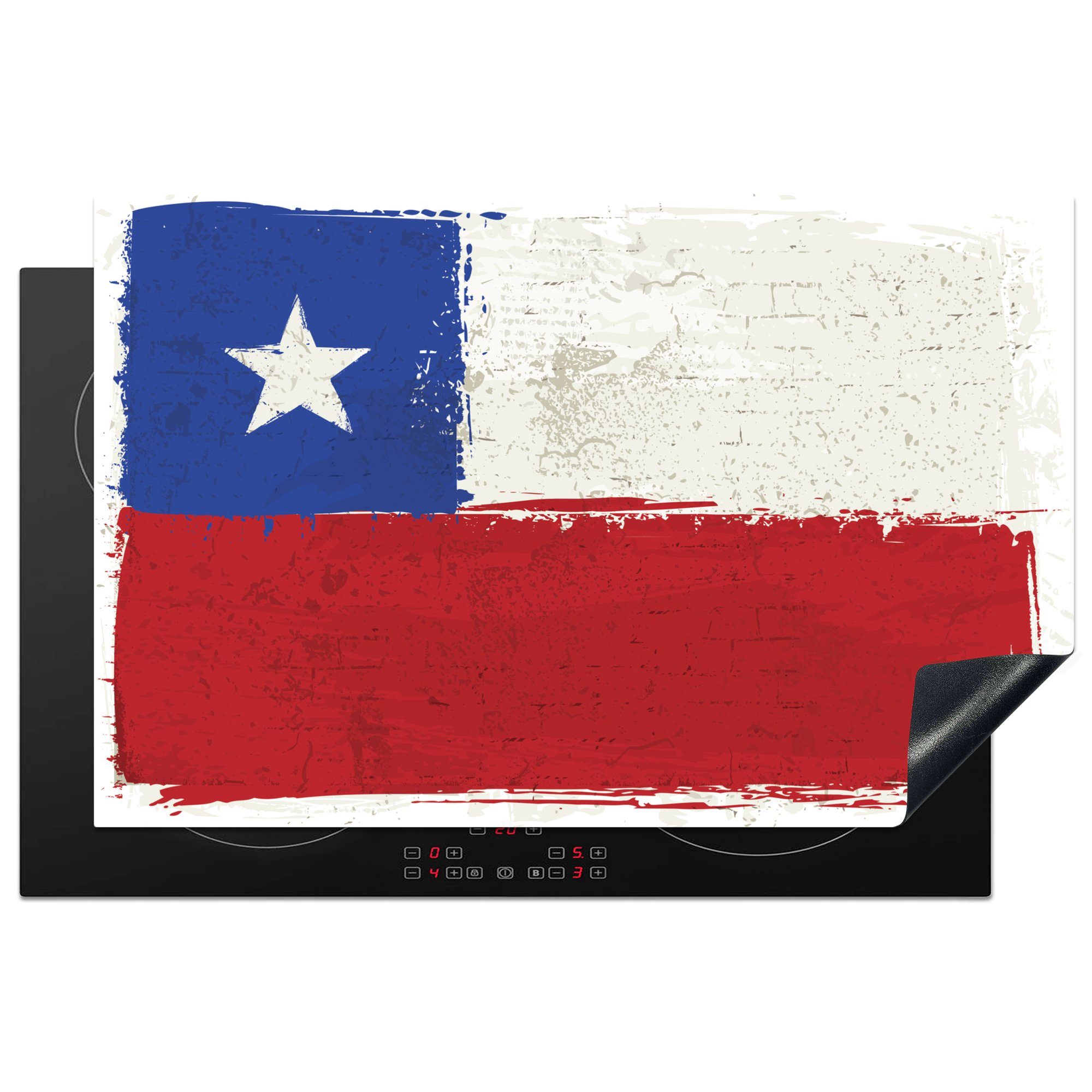 MuchoWow Herdblende-/Abdeckplatte Illustration der Flagge von Chili als Straßenkunst, Vinyl, (1 tlg), 81x52 cm, Induktionskochfeld Schutz für die küche, Ceranfeldabdeckung