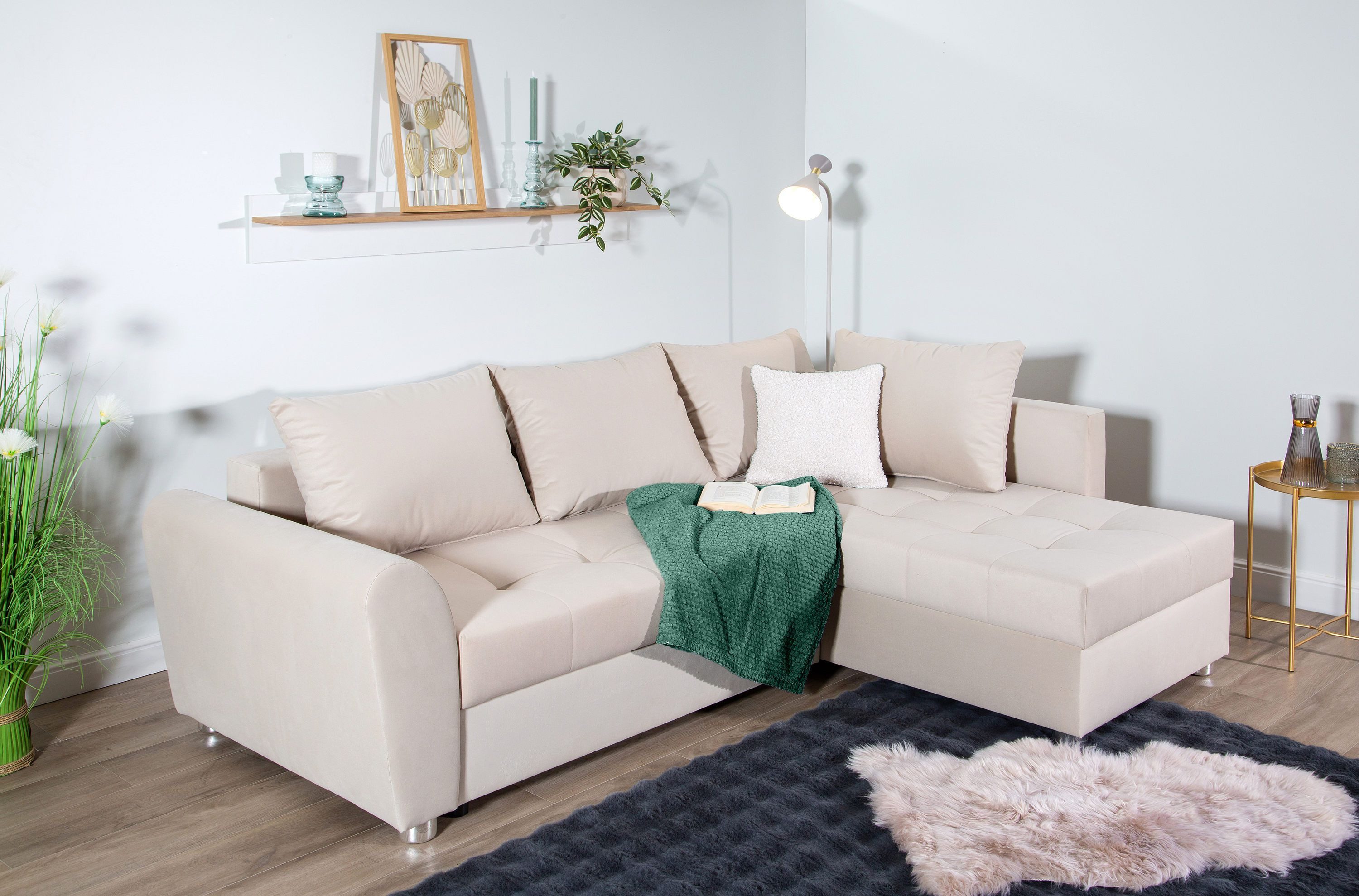 COLLECTION AB Ecksofa Jana L-Form, inkl. Bettfunktion,Bettkasten und Bonnelfederkern