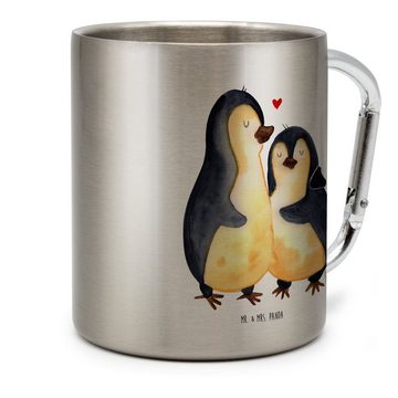 Mr. & Mrs. Panda Tasse Pinguin umarmen - Transparent - Geschenk, Hochzeitstag, Outdoor, Umar, Edelstahl, Karabinerhaken