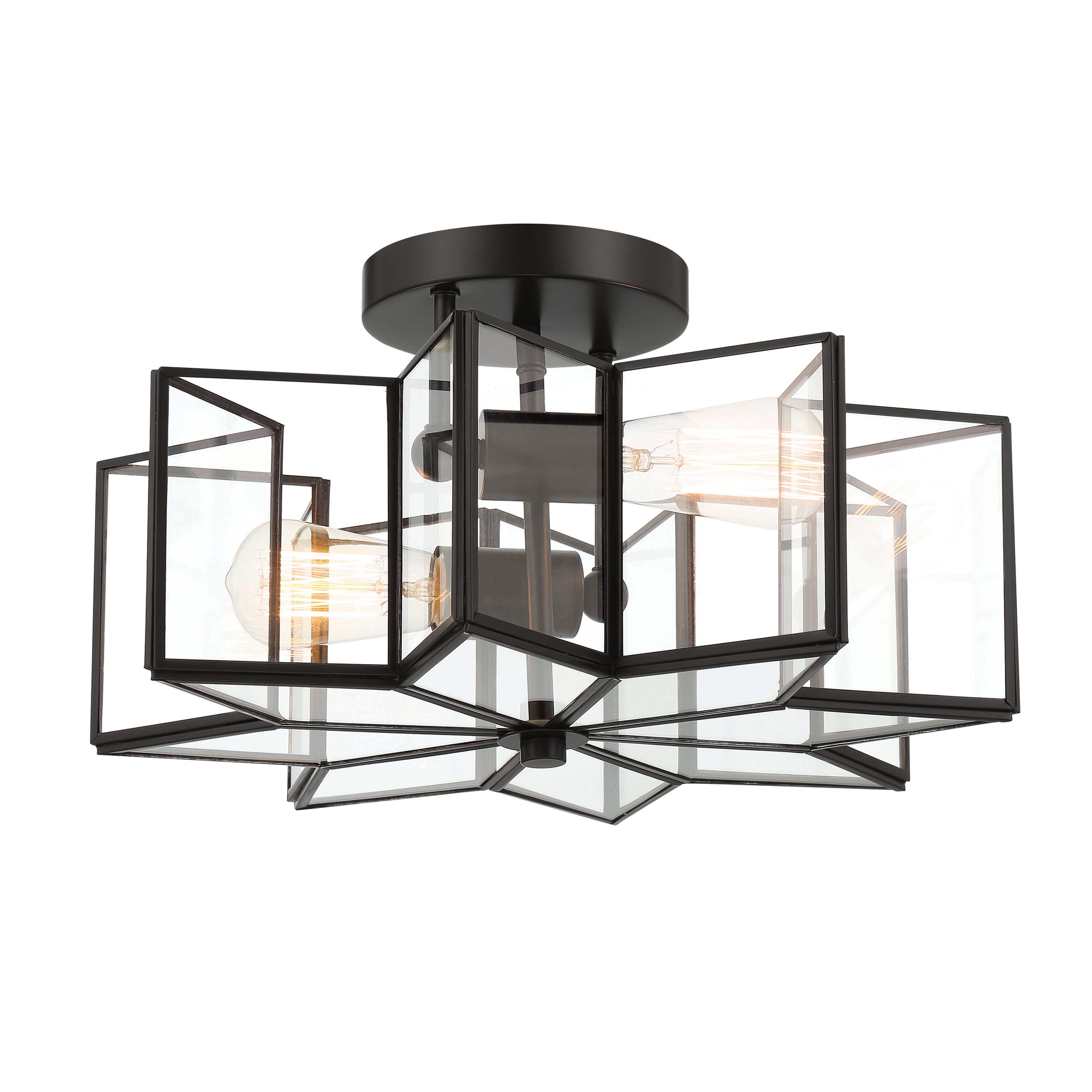 MLT&RIDDLE Deckenleuchte 2-Licht 41cm Einzigartige Sternförmige (8-Eck) Halbeinbau, ohne Leuchtmittel
