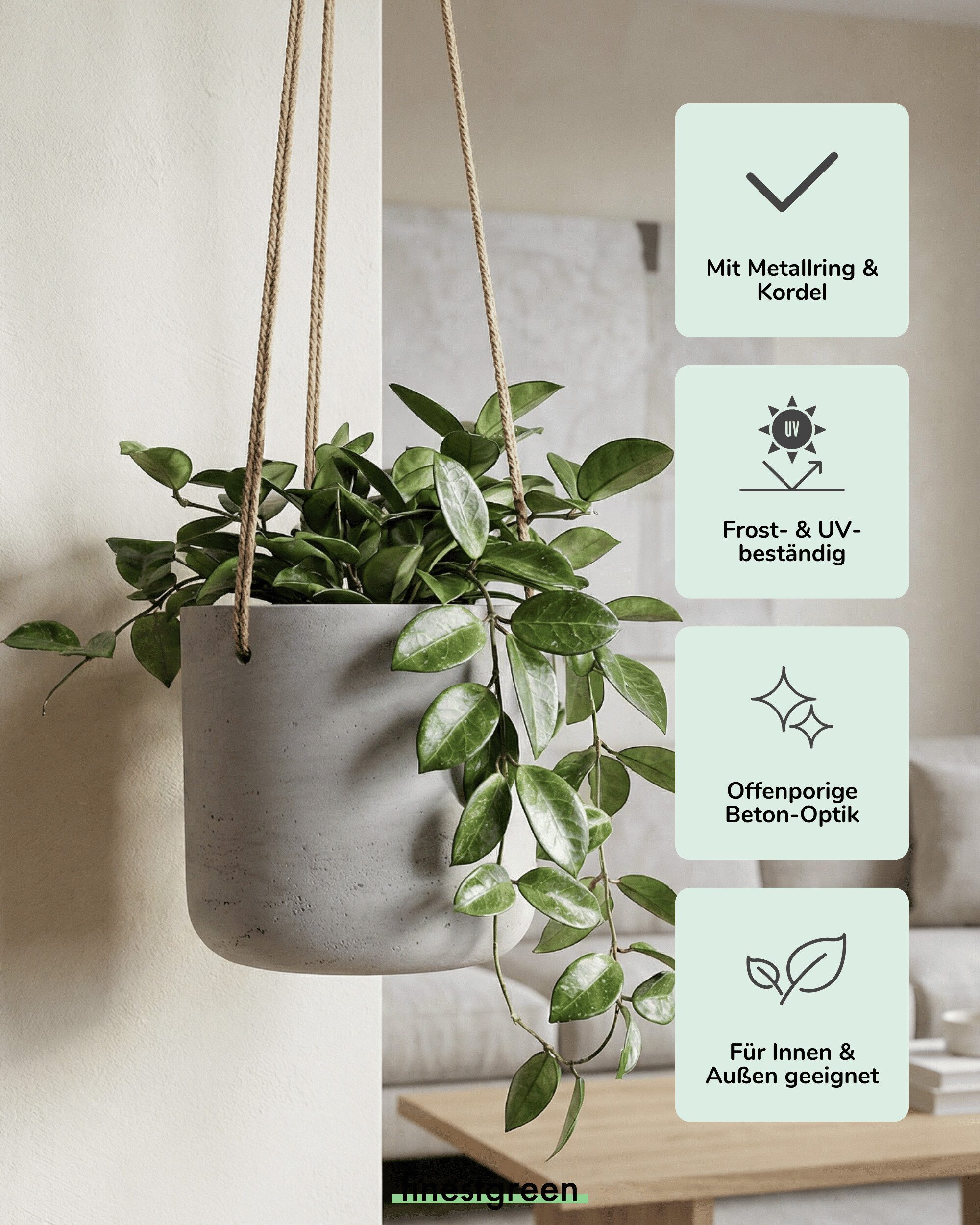finestgreen Blumenampel Hängepflanztopf Charlie, Fiberclay Blumenampel in B günstig online kaufen