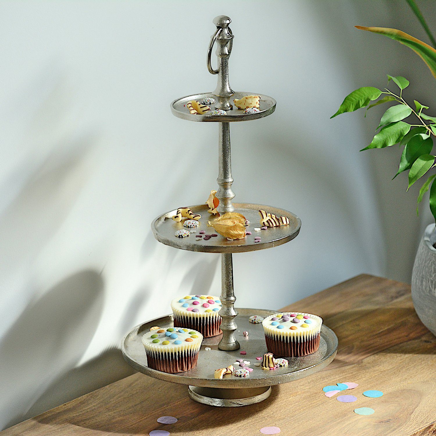 INtrenDU Etagere Etagere groß mit 3 Etagen Metall 50cm x 27cm