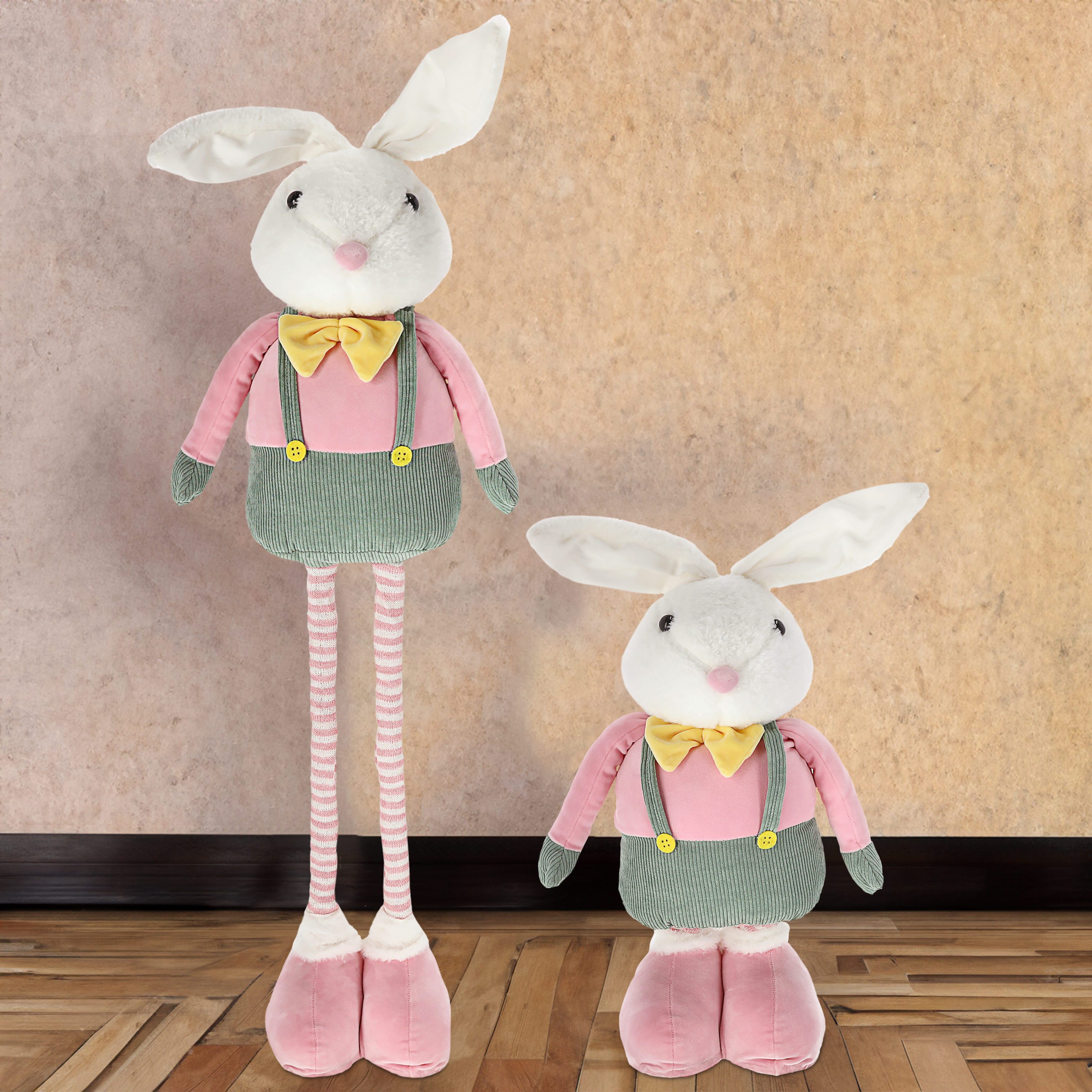 CEPEWA Dekofigur Osterhase Peter Teleskopbeine max. H115cm Polyester Metall Osterdeko