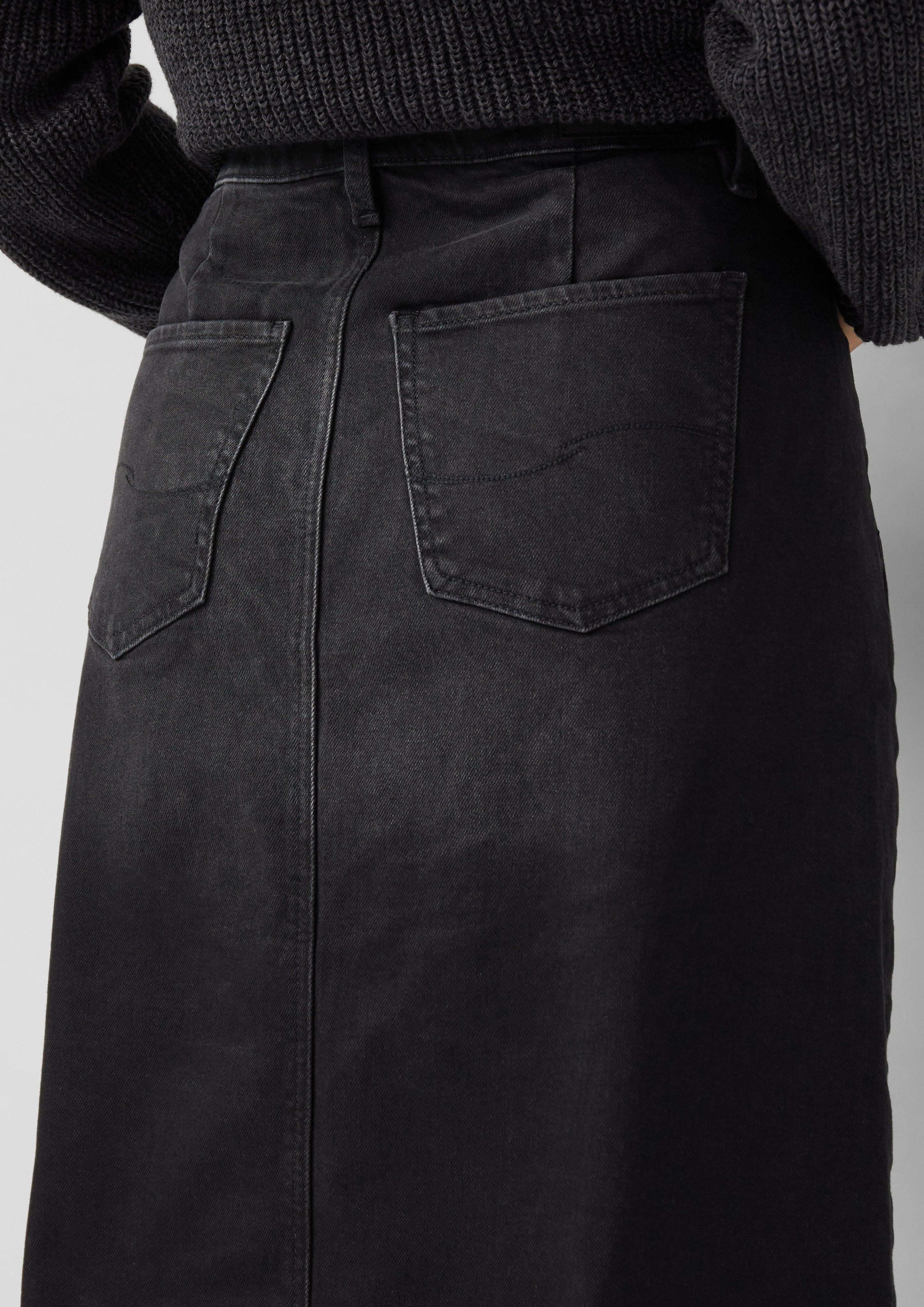 QS Jeansrock Midirock in Blackdenim günstig online kaufen